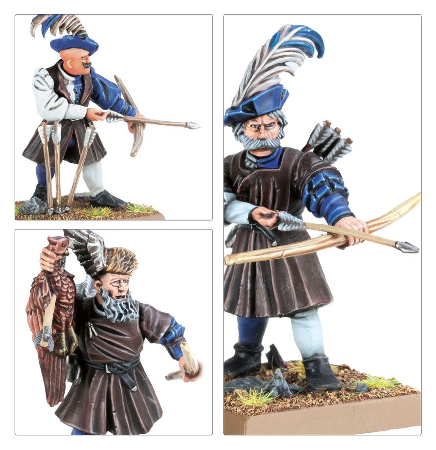 Zadná strana krabice Empire Archers ukazujúca rôzne farebné štýly a kombinácie uniforiem