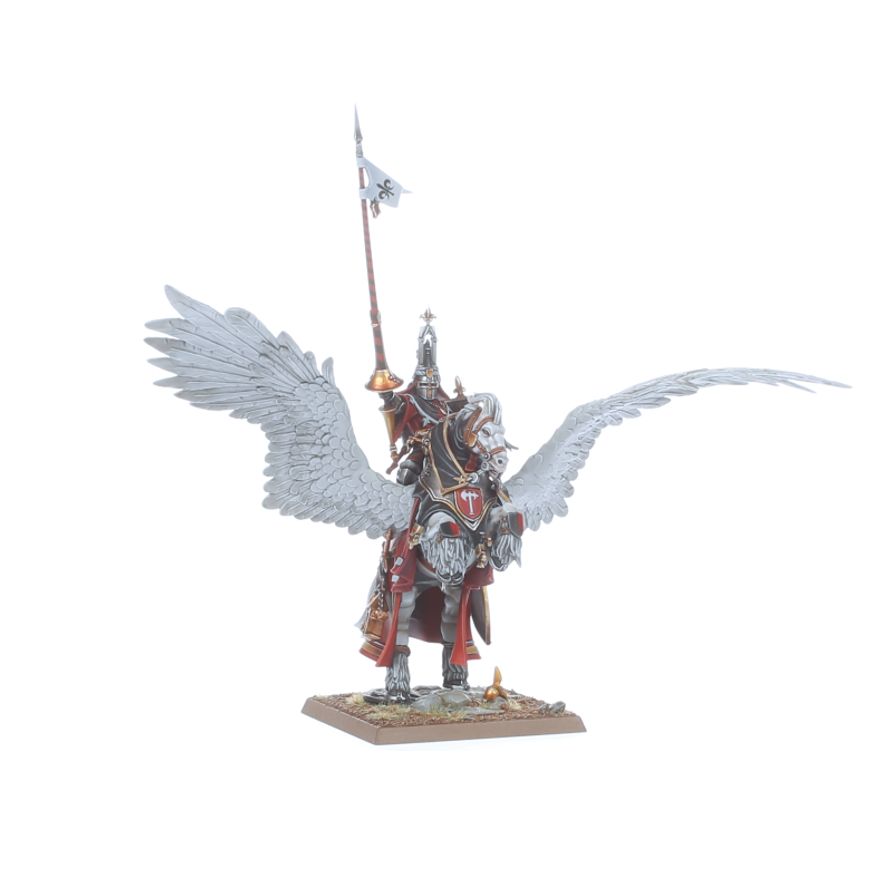 Detailně namalovaný bretonnský pán na letícím pegasovi