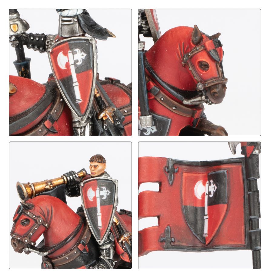 A full unit of Knights of the Realm advancing on the battlefield