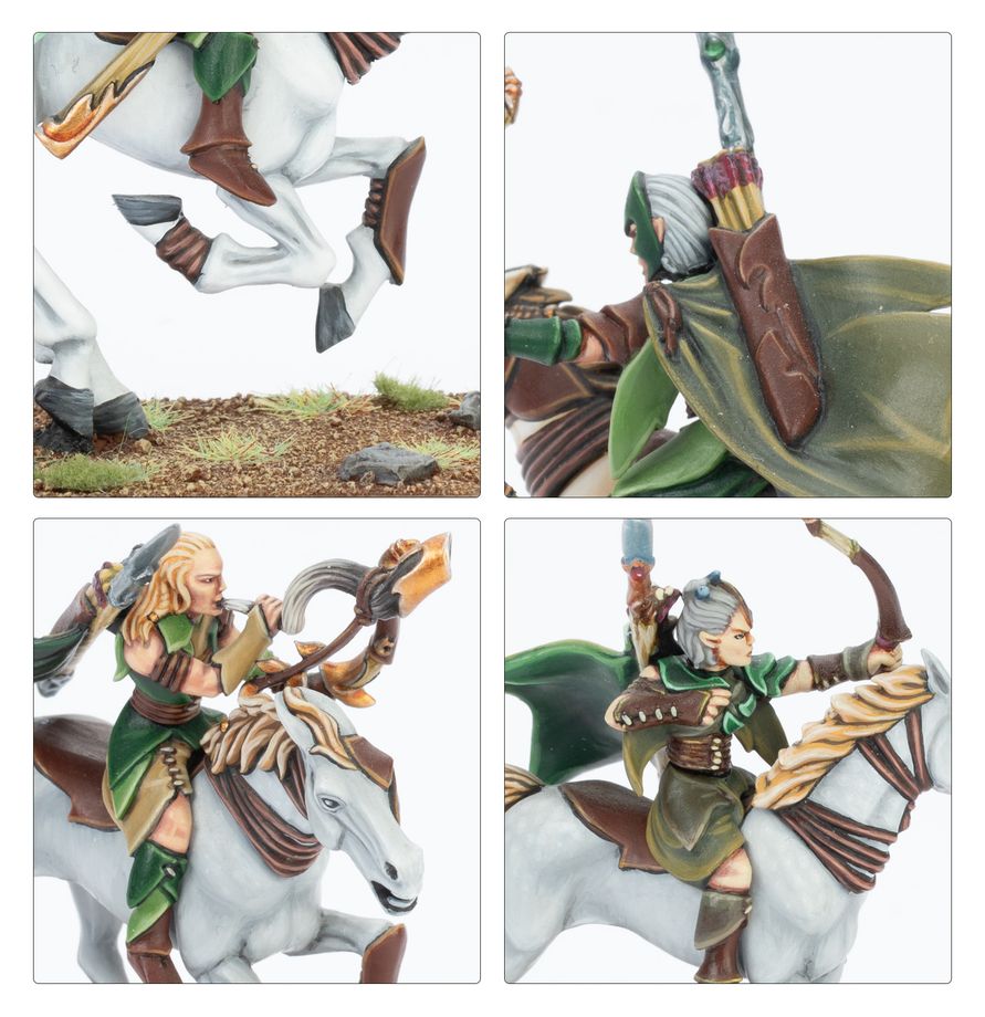 Skupina plně nabarvených modelů Glade Riders v lesním terénu