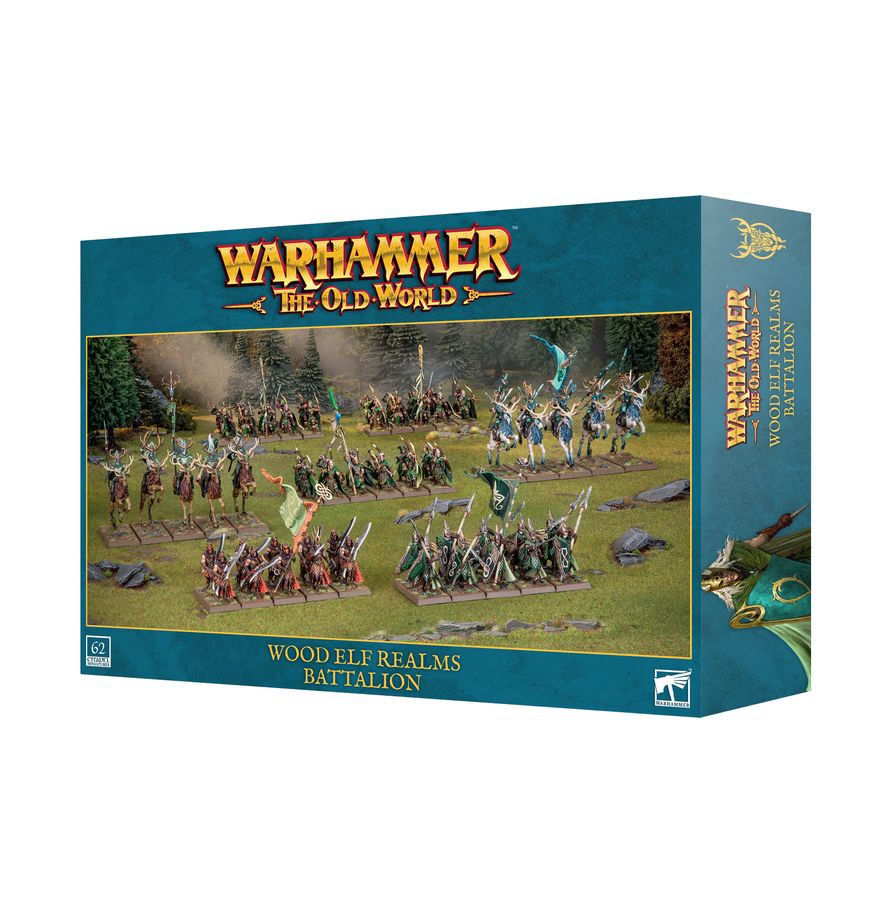 Fully painted Wood Elf Realms Battalion force deployed on a gaming table