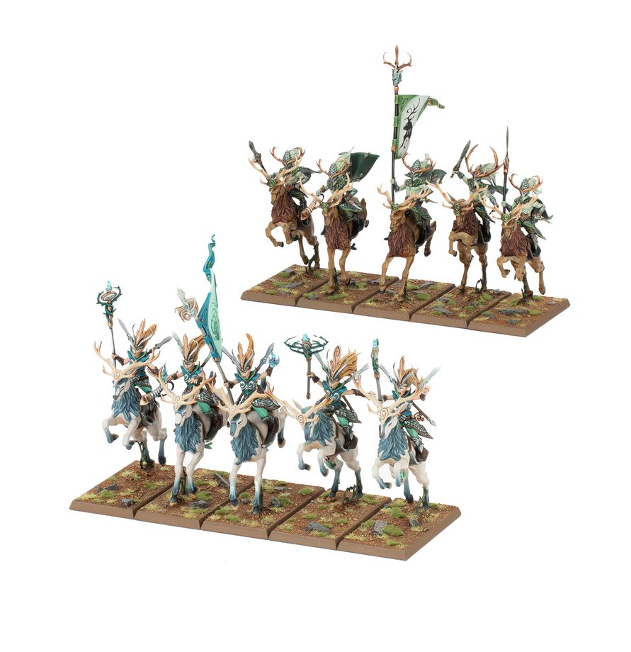 Assembled miniatures from the Wood Elf Realms Battalion box