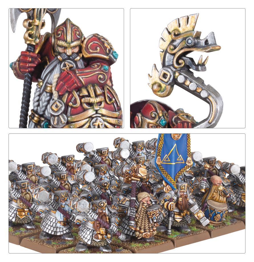 A full block of 20 Dwarf Hammerers deployed on the tabletop