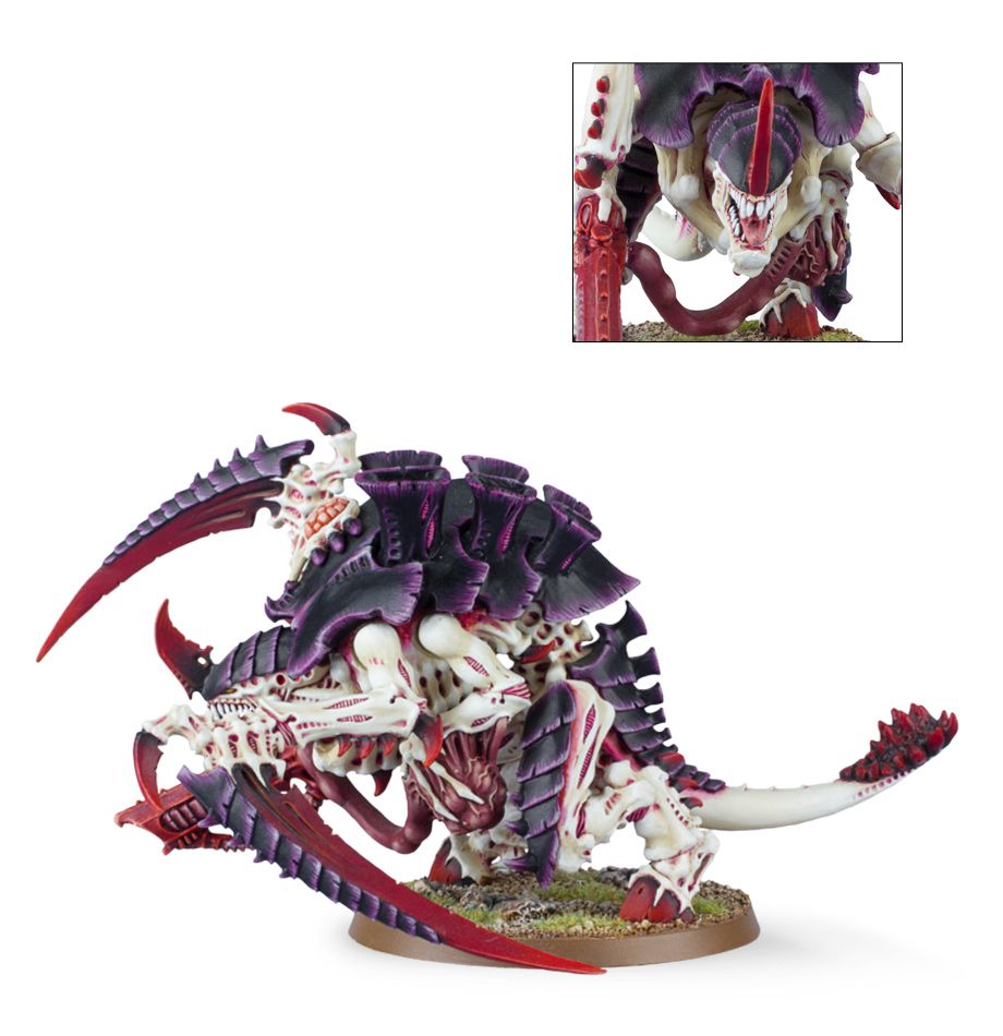 Detail of a Carnifex head and weapons