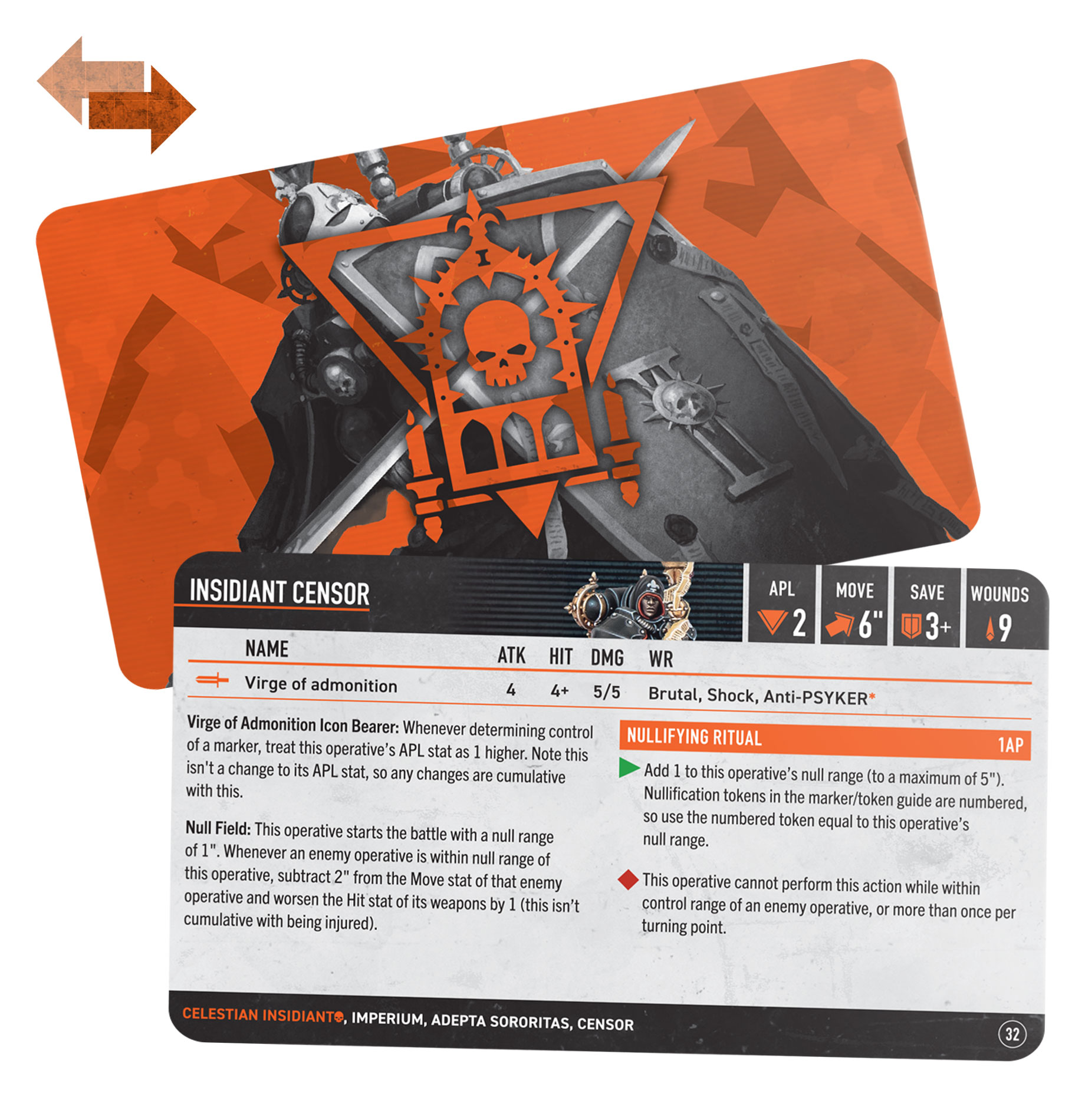 Close-up of the Celestian Insidiants datacards deck.