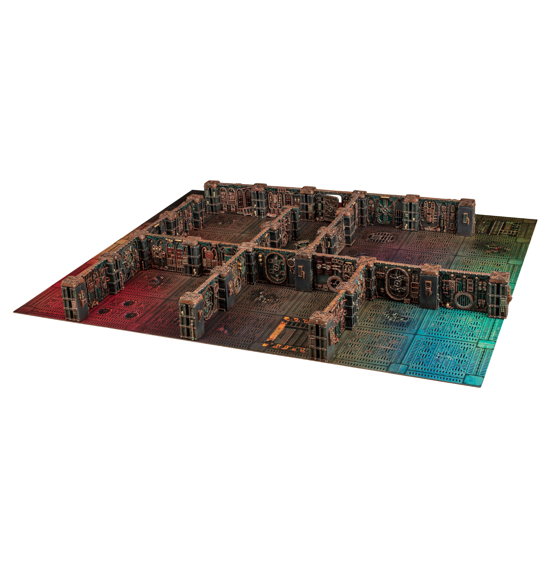 Detailed view of modular walls and doors from the Killzone: Gallowdark set.