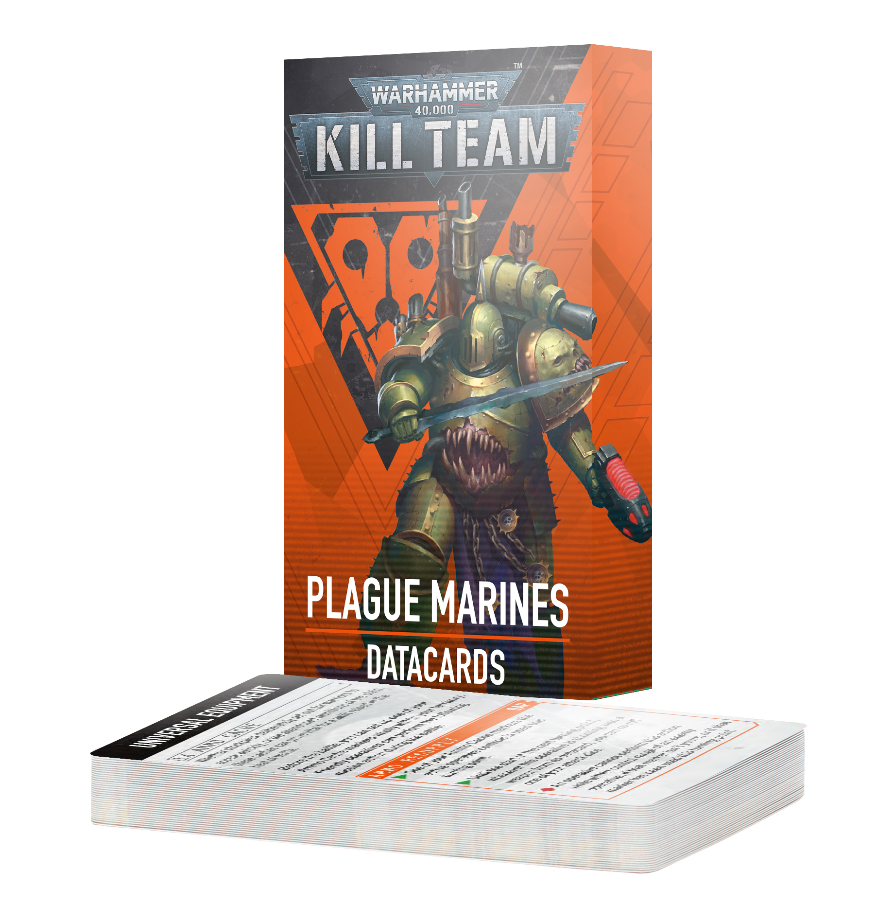 Close-up of Plague Marines datacards