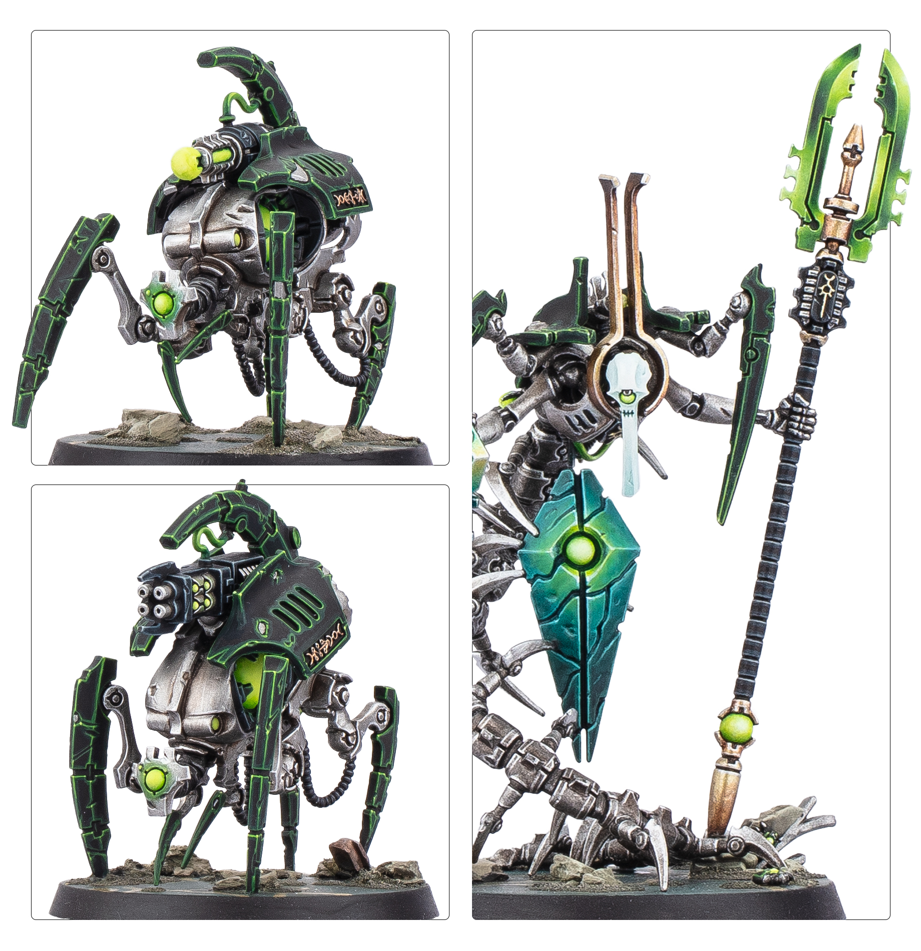 Canoptek Wraiths hovering over battlefield terrain
