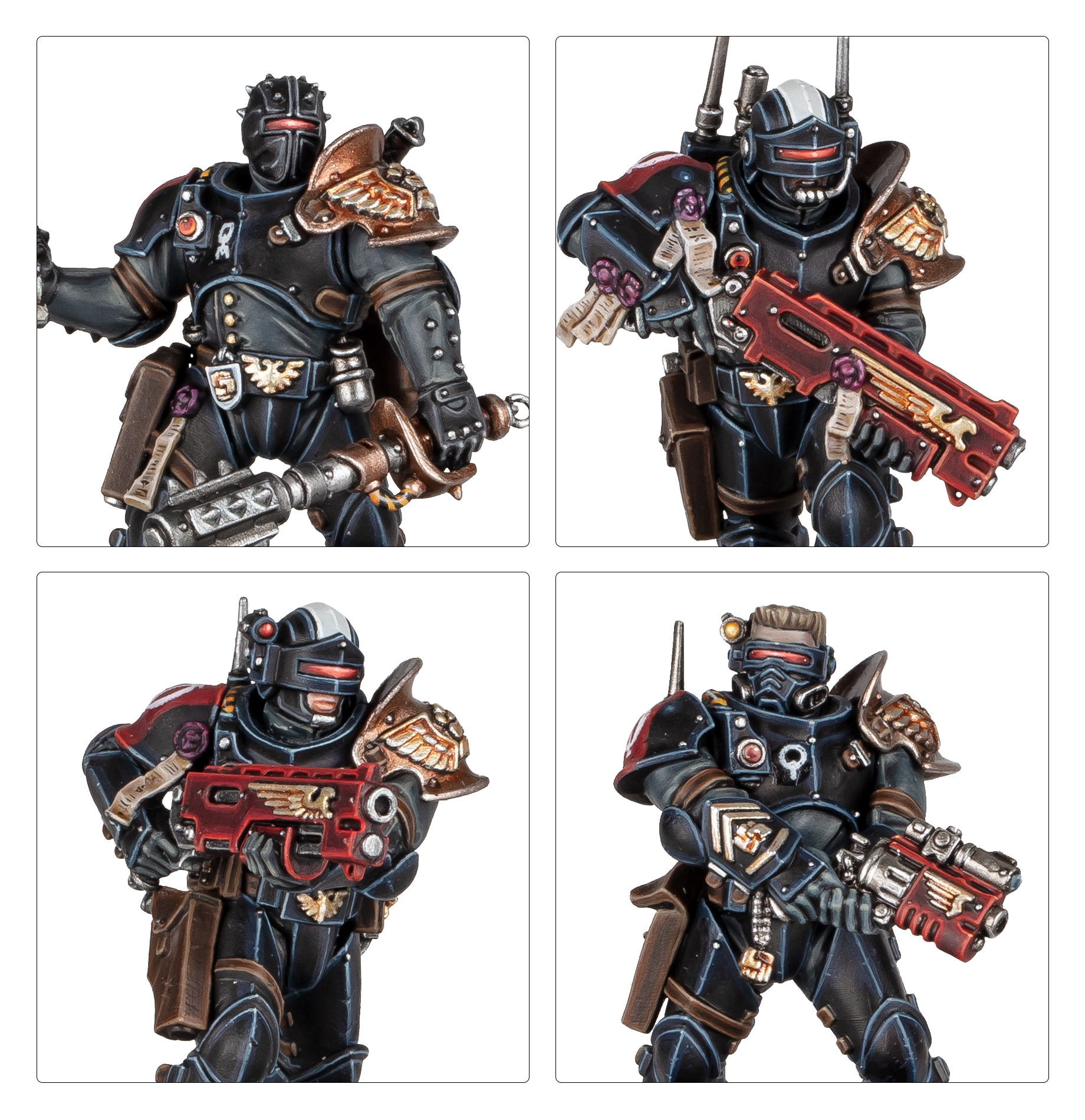 Close-up of Exaction Squad miniatures