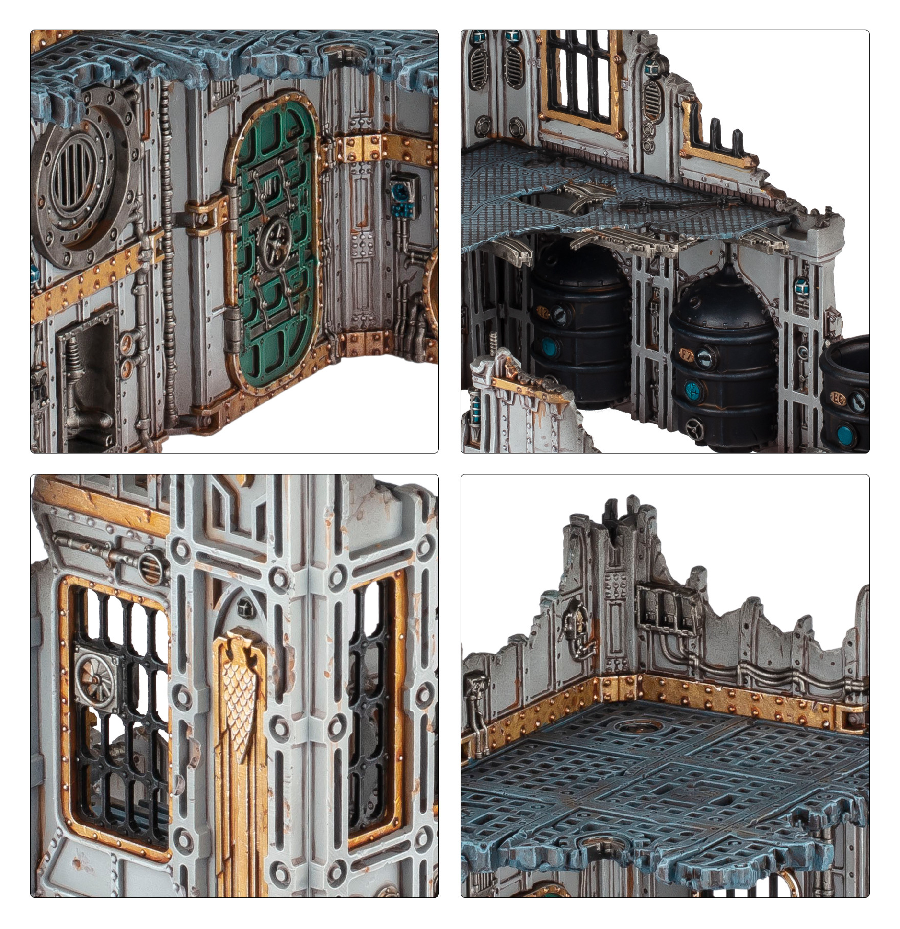 Detailed view of assembled Killzone: Volkus terrain pieces.