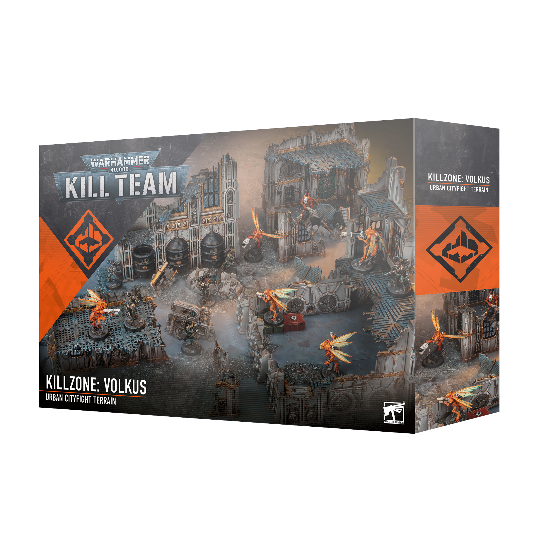 A tabletop prepared for a Kill Team match using Volkus elements.