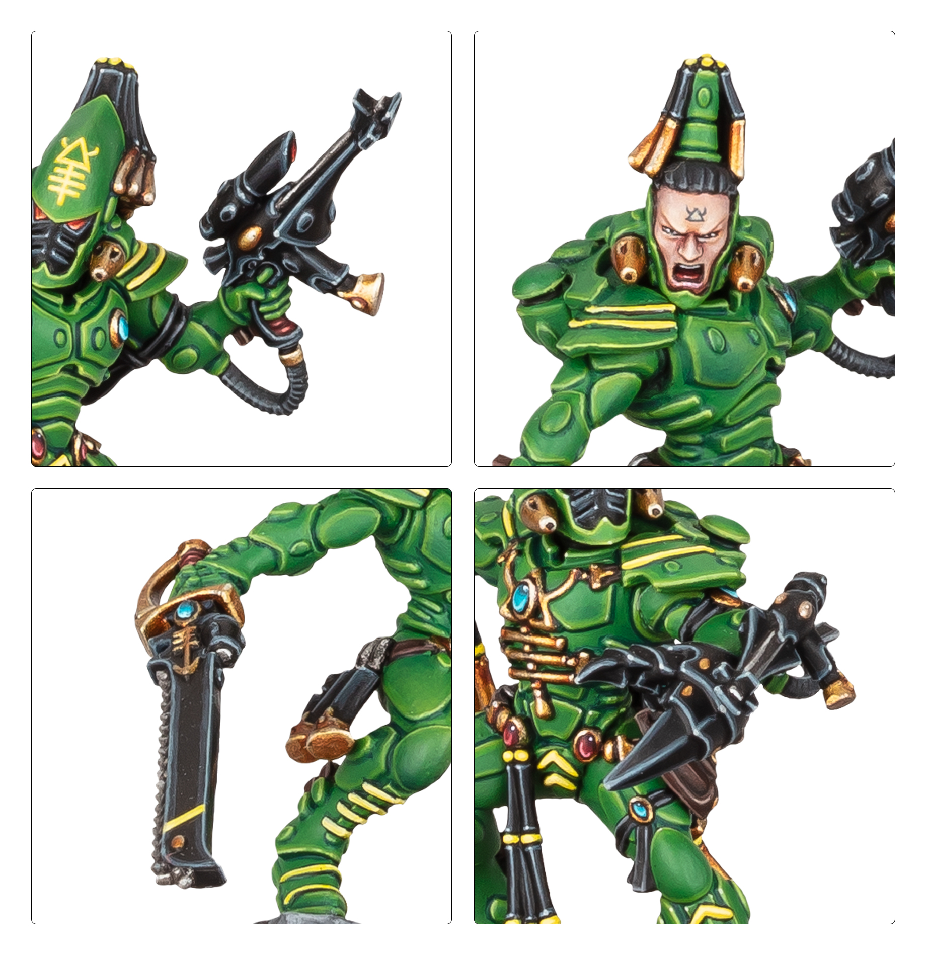 Close-up of Blades of Khaine miniatures