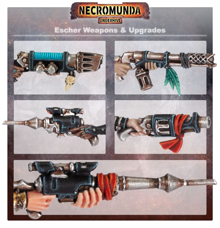 Close-up of customized Escher weapon bits