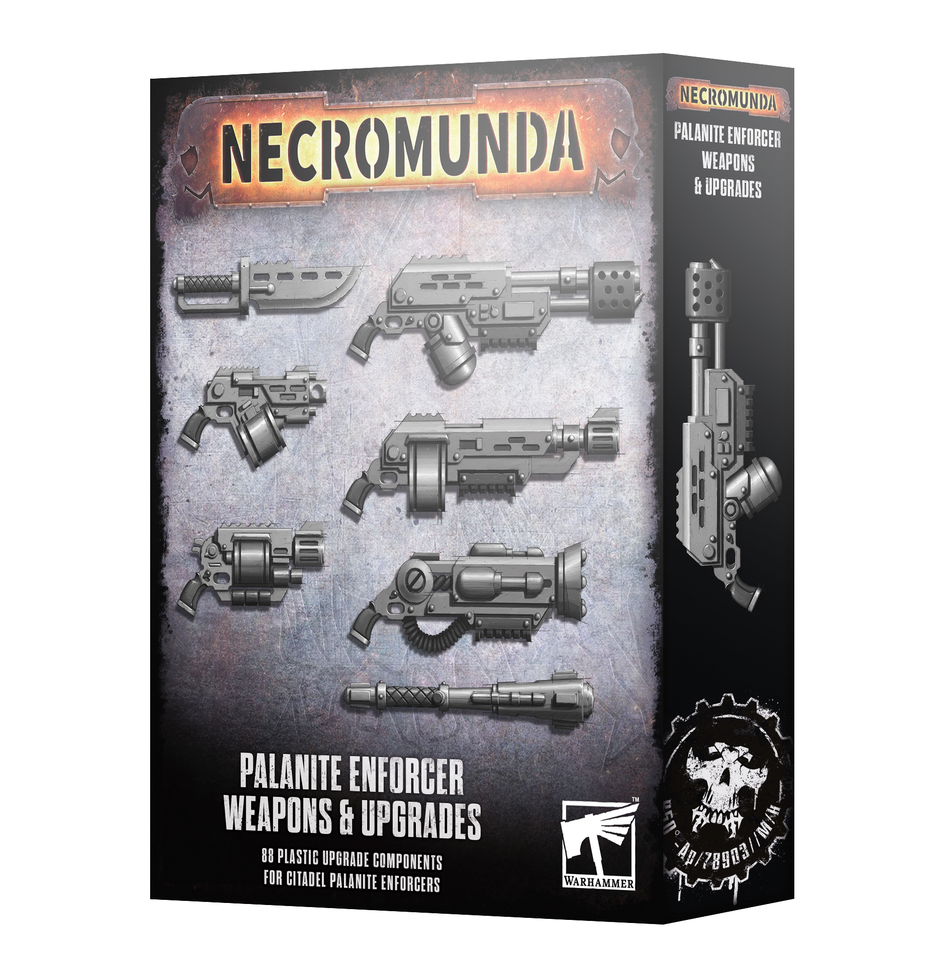 Close-up of Palanite Enforcer weapon upgrades