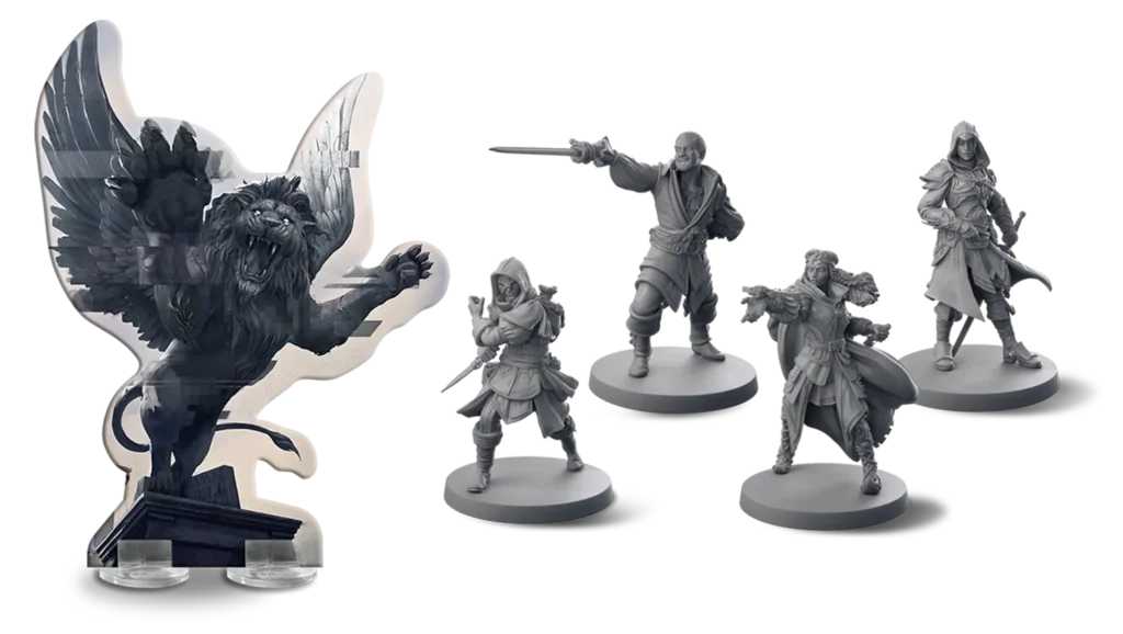 Detailed miniatures of assassins and equipment.