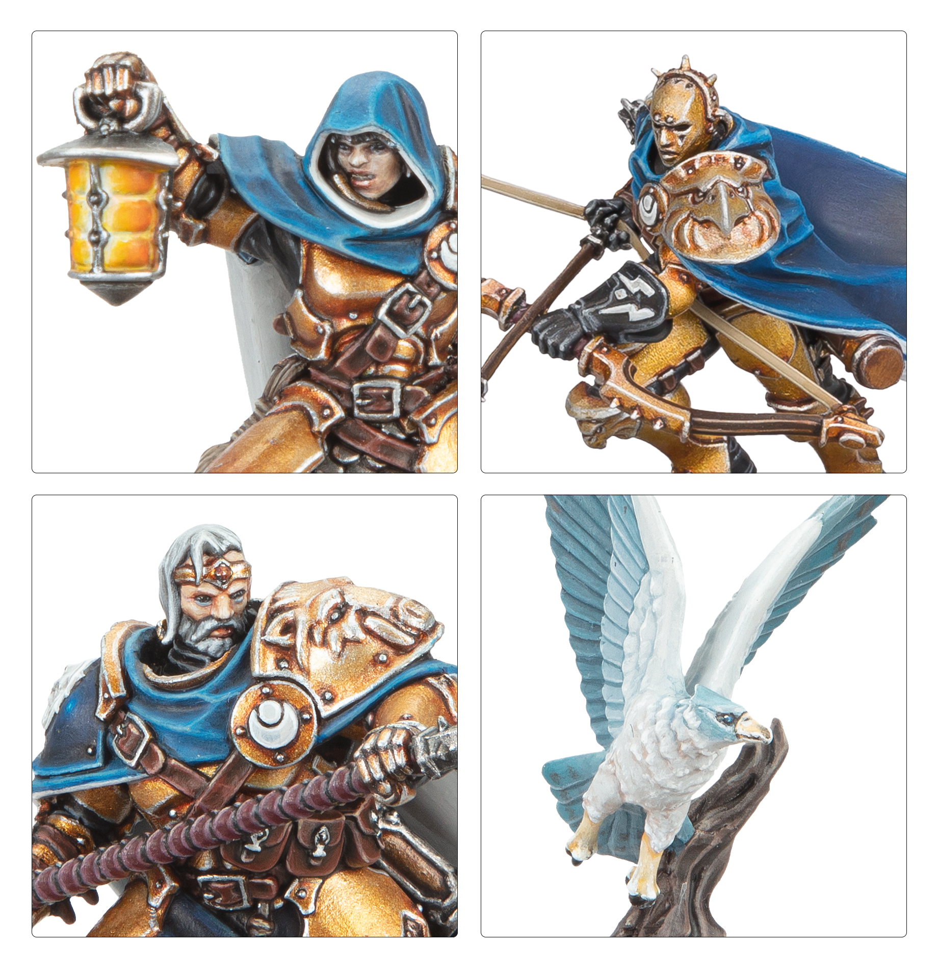 Close-up of Seekers in Shadow miniatures