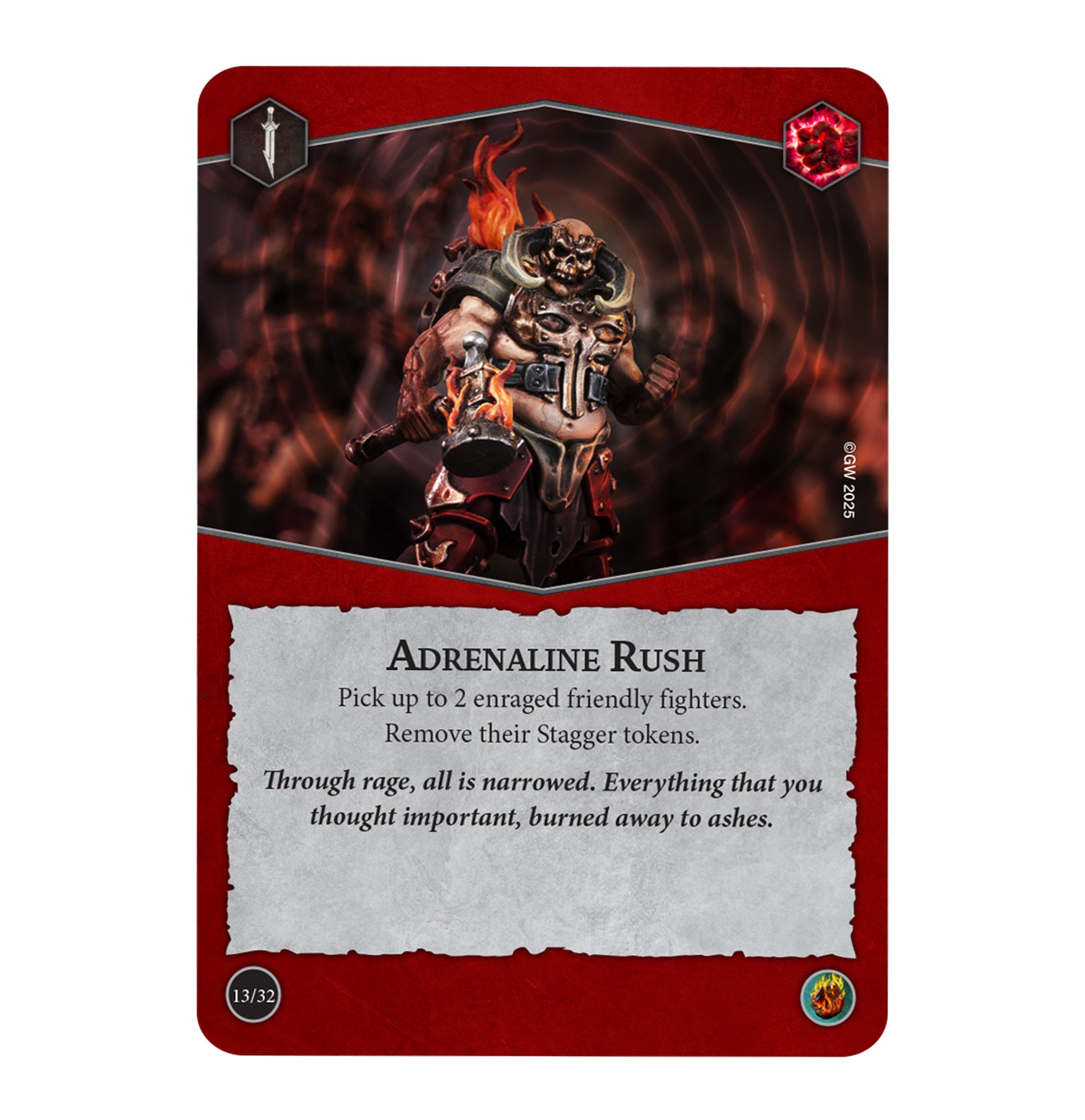 Close-up of Raging Slayers cards on a gaming table