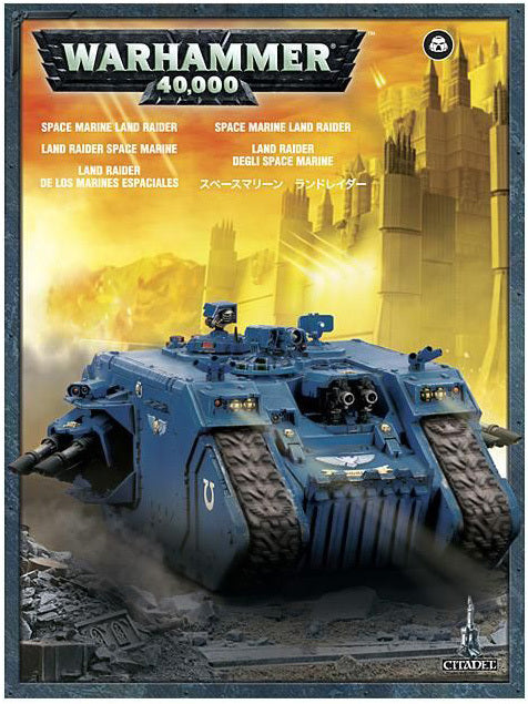 Land Raider - lascannon sponsons a predná assault ramp