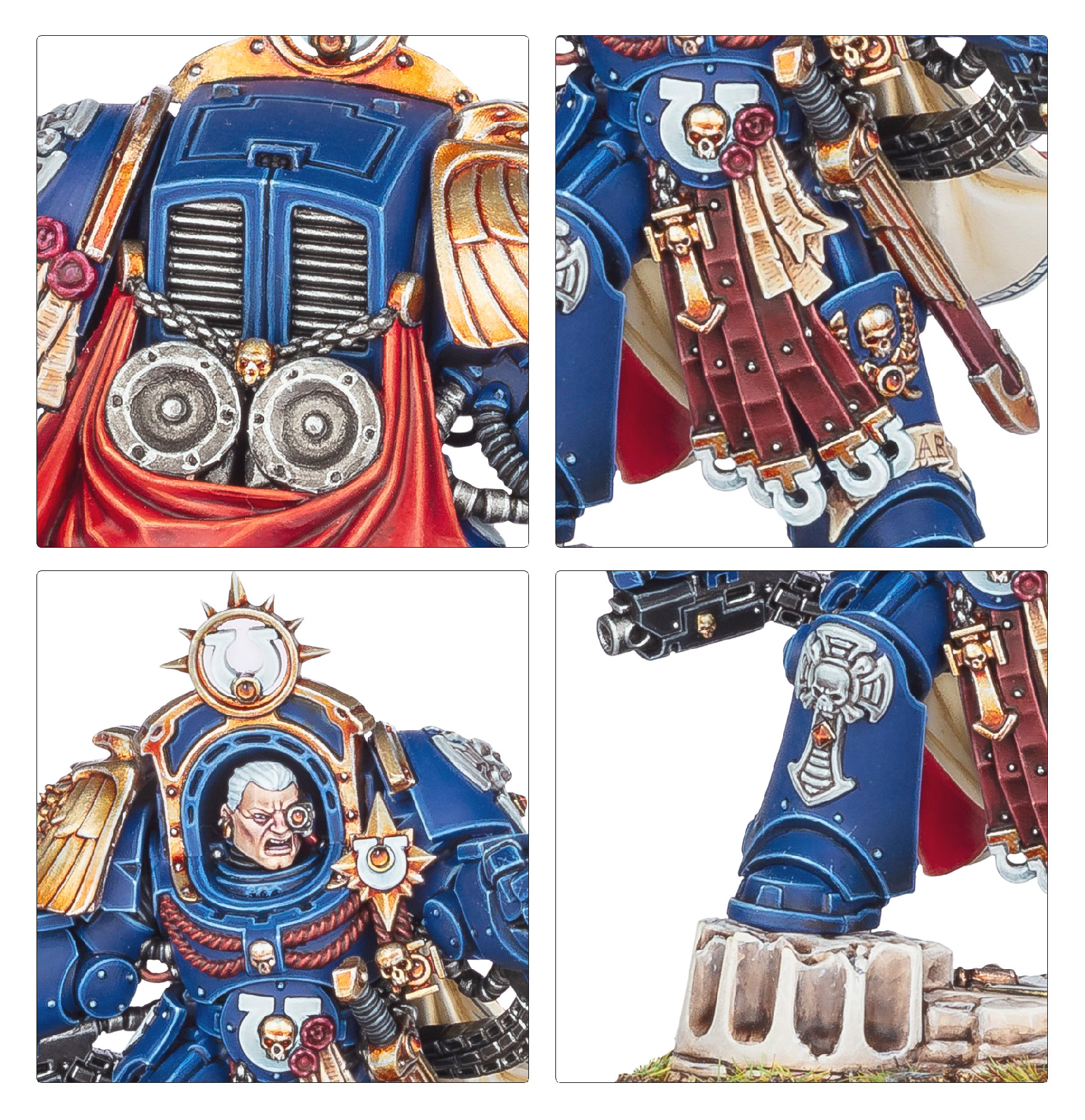Marneus Calgar in full armor combat posture
