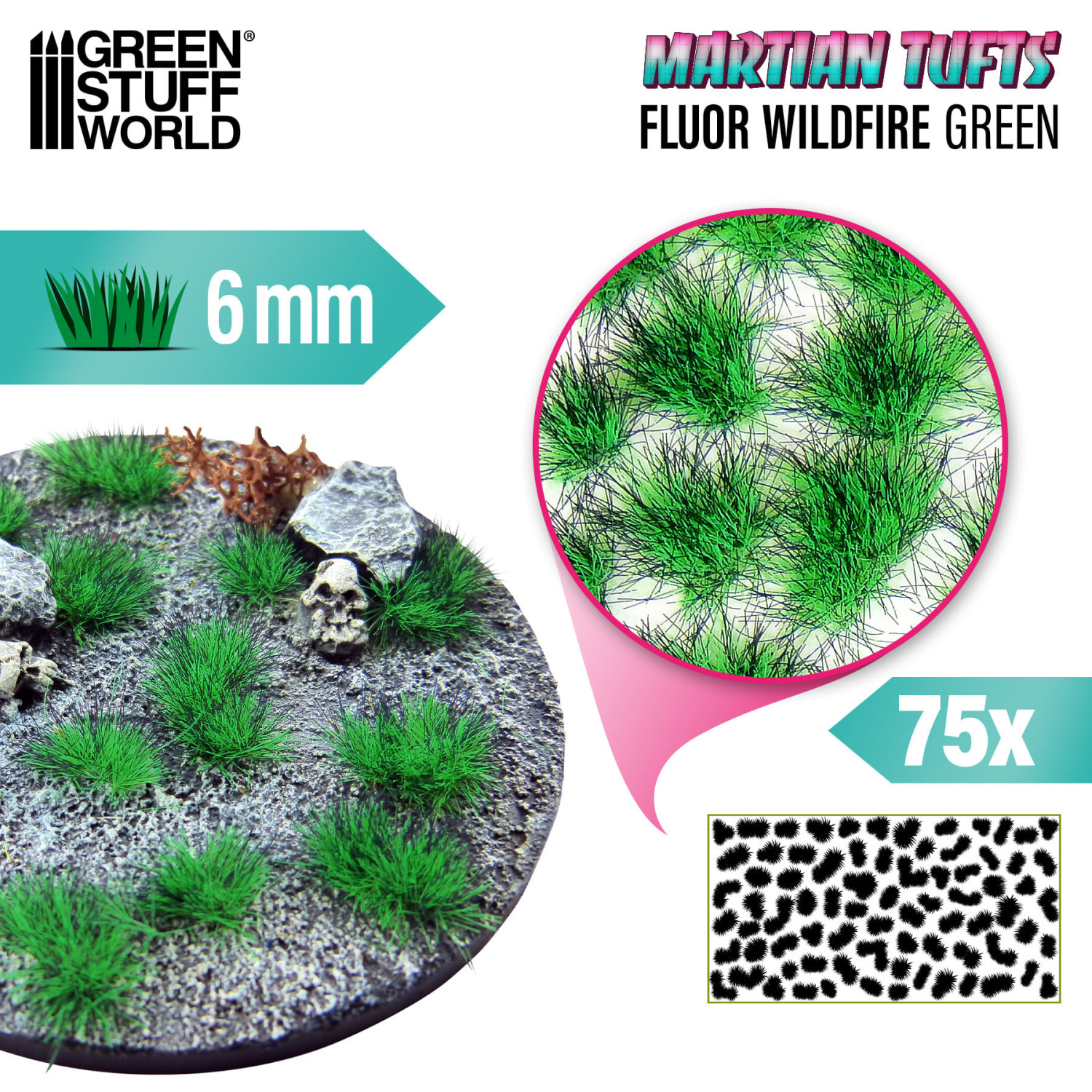 Martian Fluor Tufts - FLUOR WILDFIRE GREEN