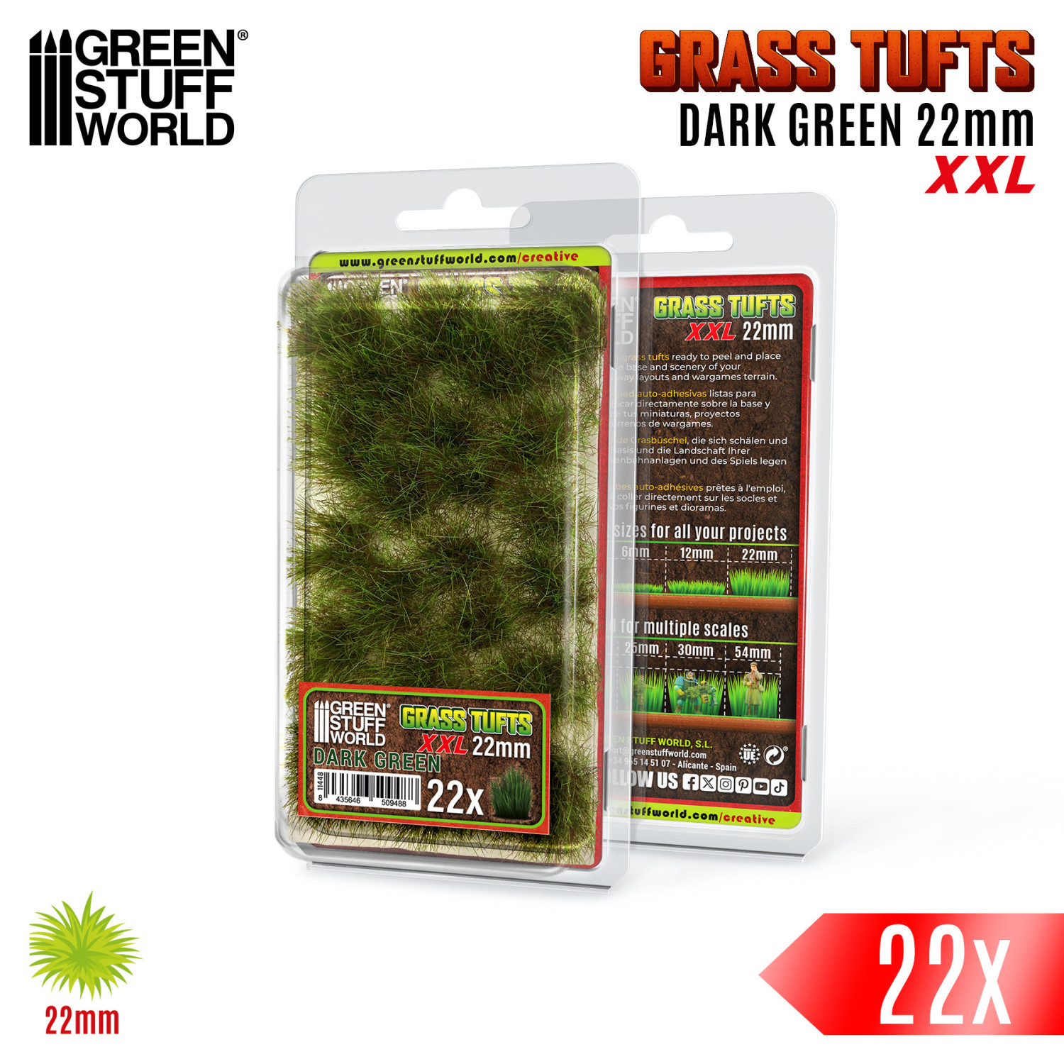 Grass TUFTS XXL - 22mm self-adhesive - DARK GREEN