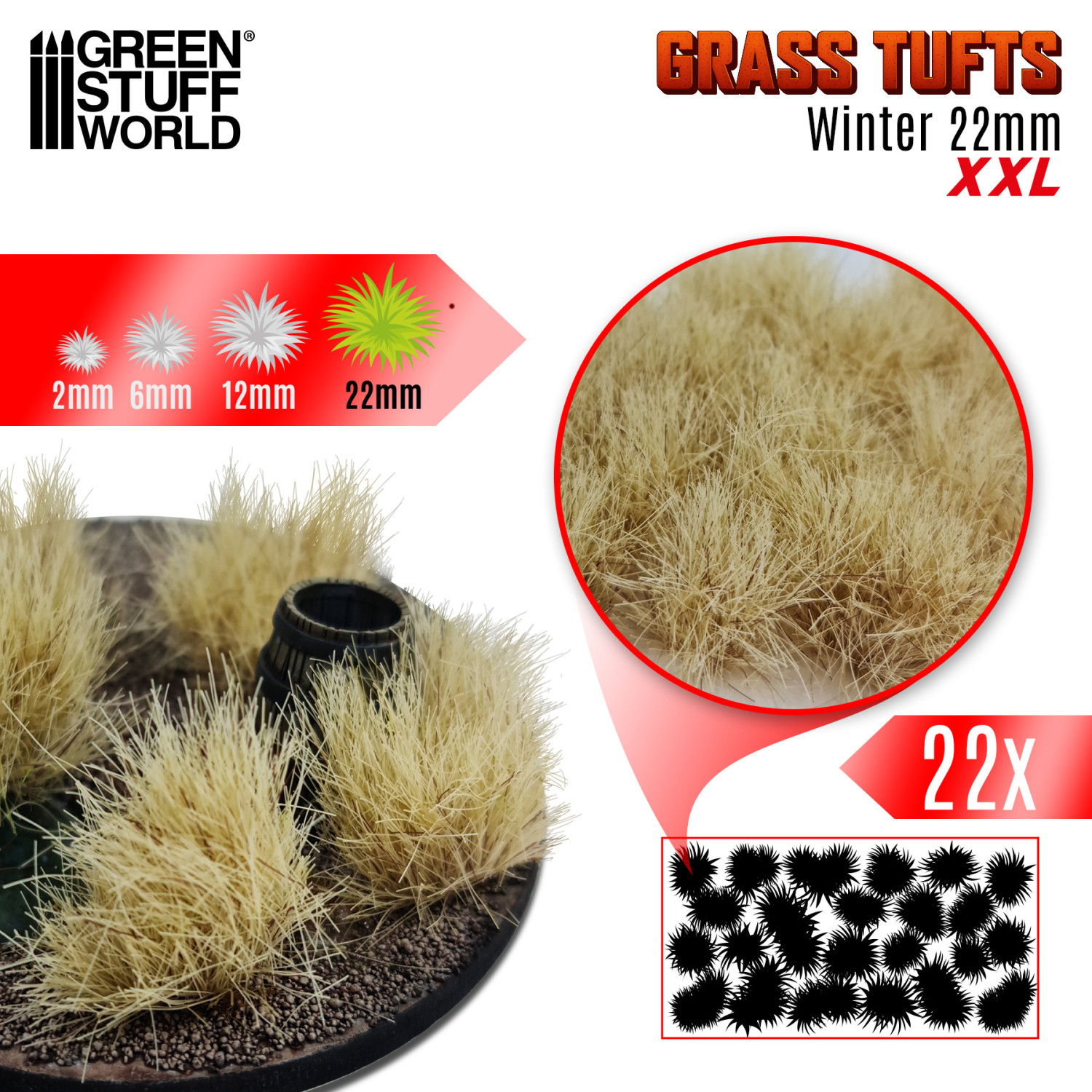 Grass TUFTS XXL - 22mm self-adhesive - WINTER