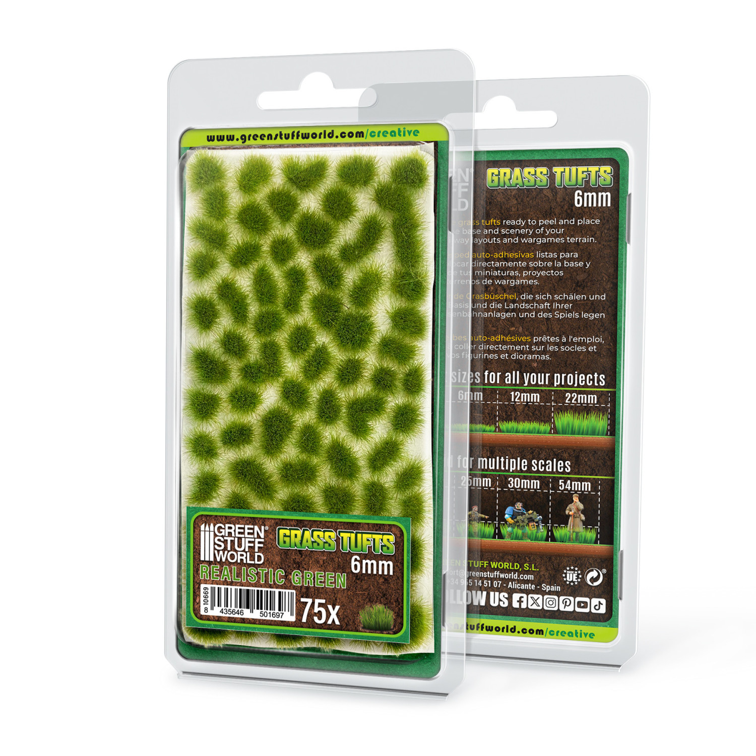 Static Grass Tufts 6 mm - Realistic Green