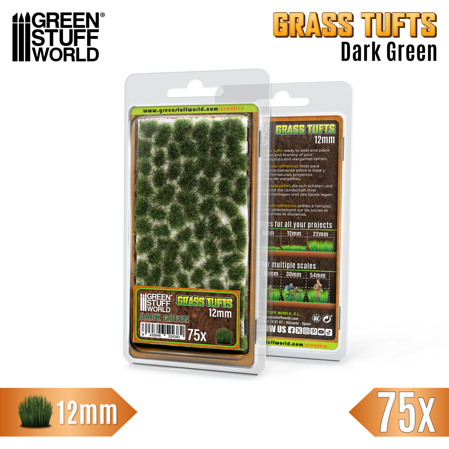 Static Grass Tufts 12 mm - Dark Green