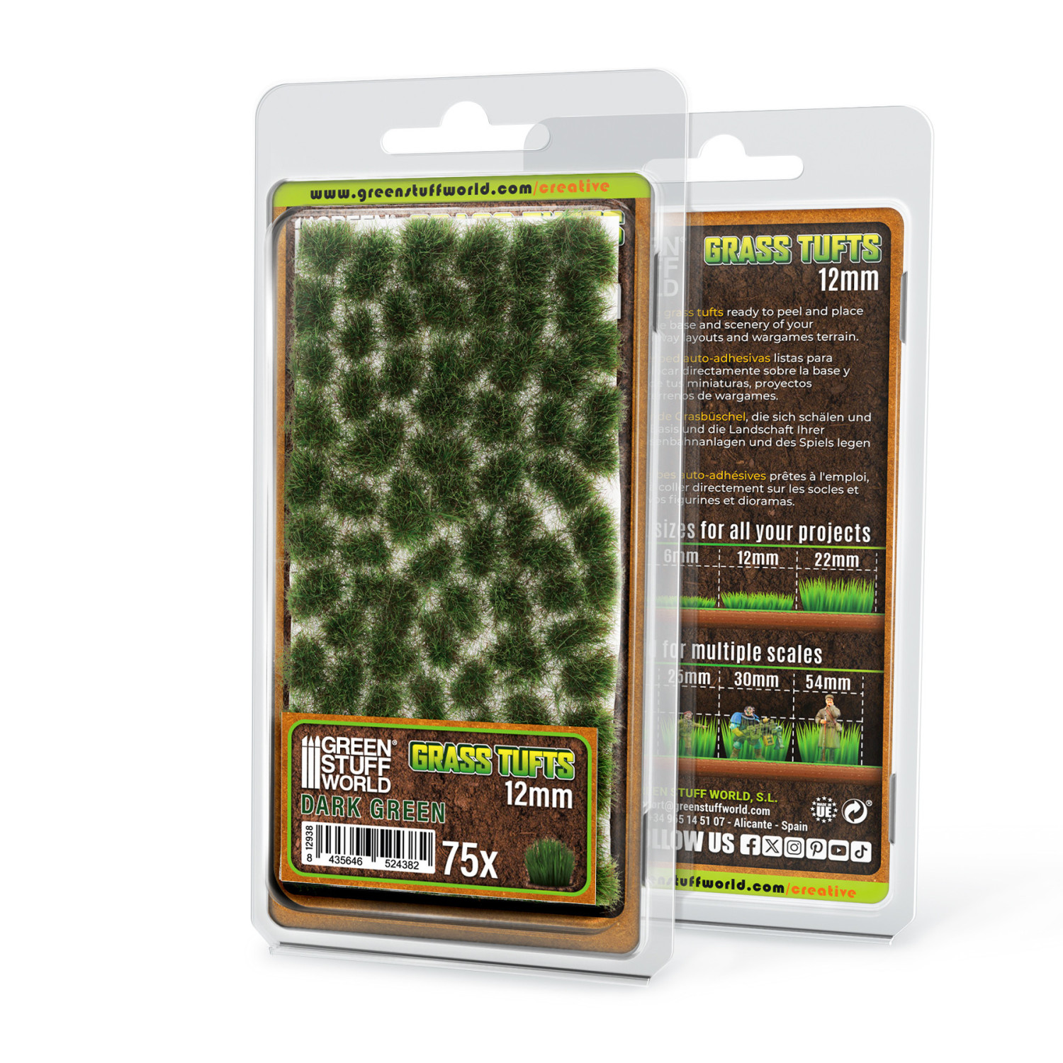 Static Grass Tufts 12 mm - Dark Green