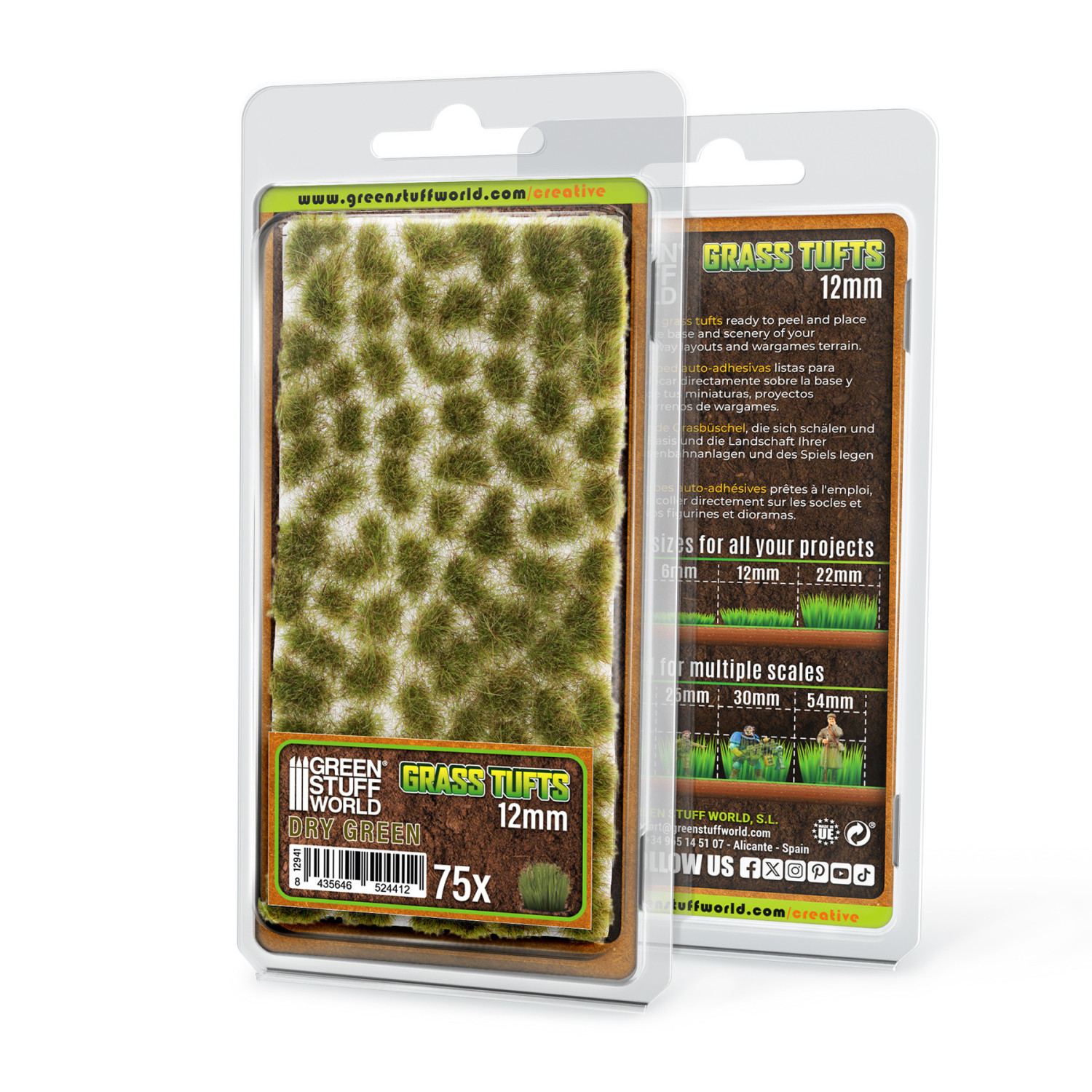 Static Grass Tufts 12 mm - Dry Green
