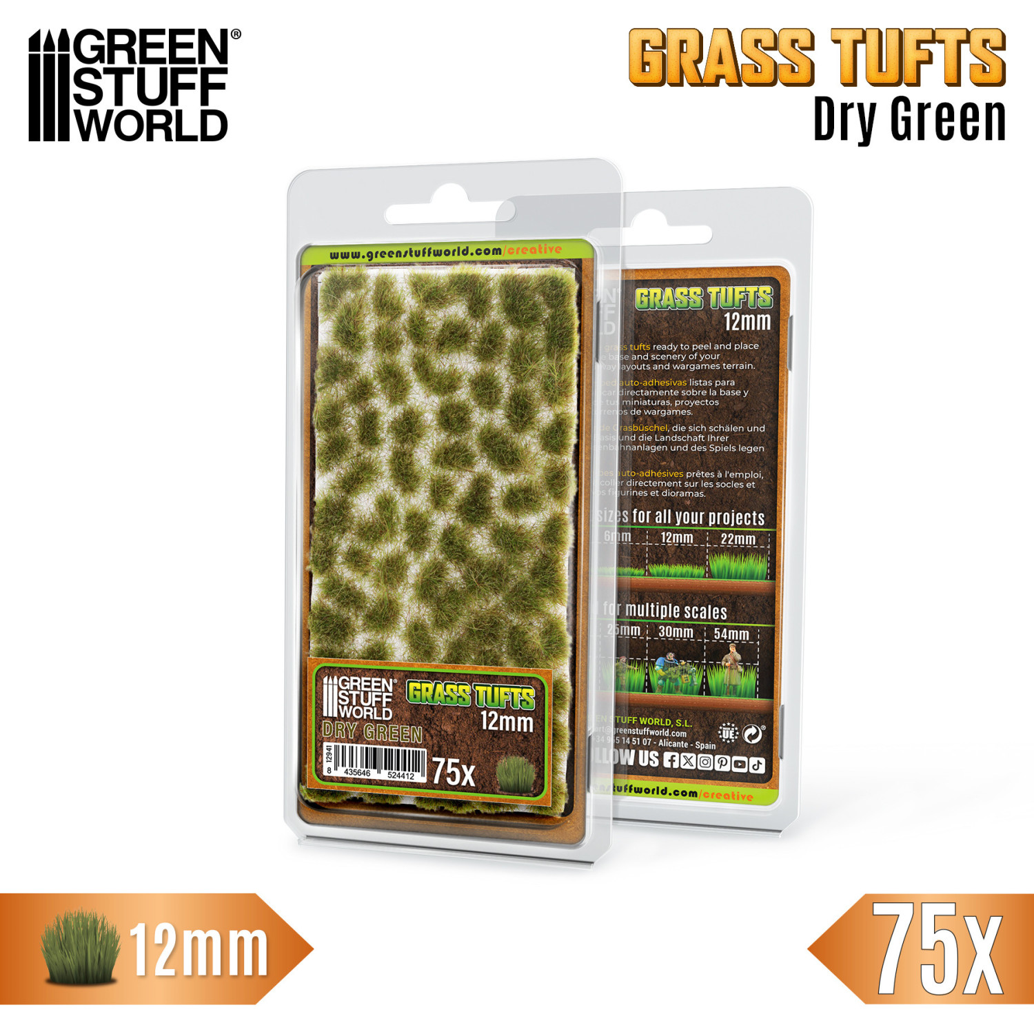 Static Grass Tufts 12 mm - Dry Green