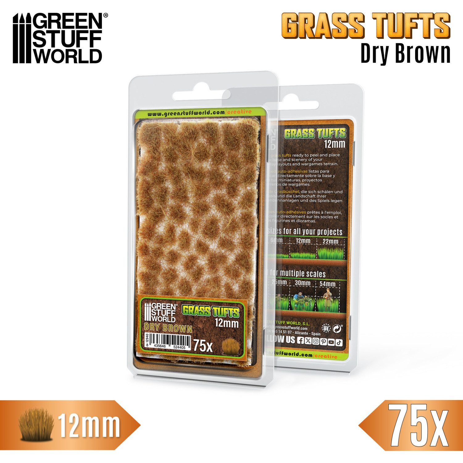 Static Grass Tufts 12 mm - Dry Brown