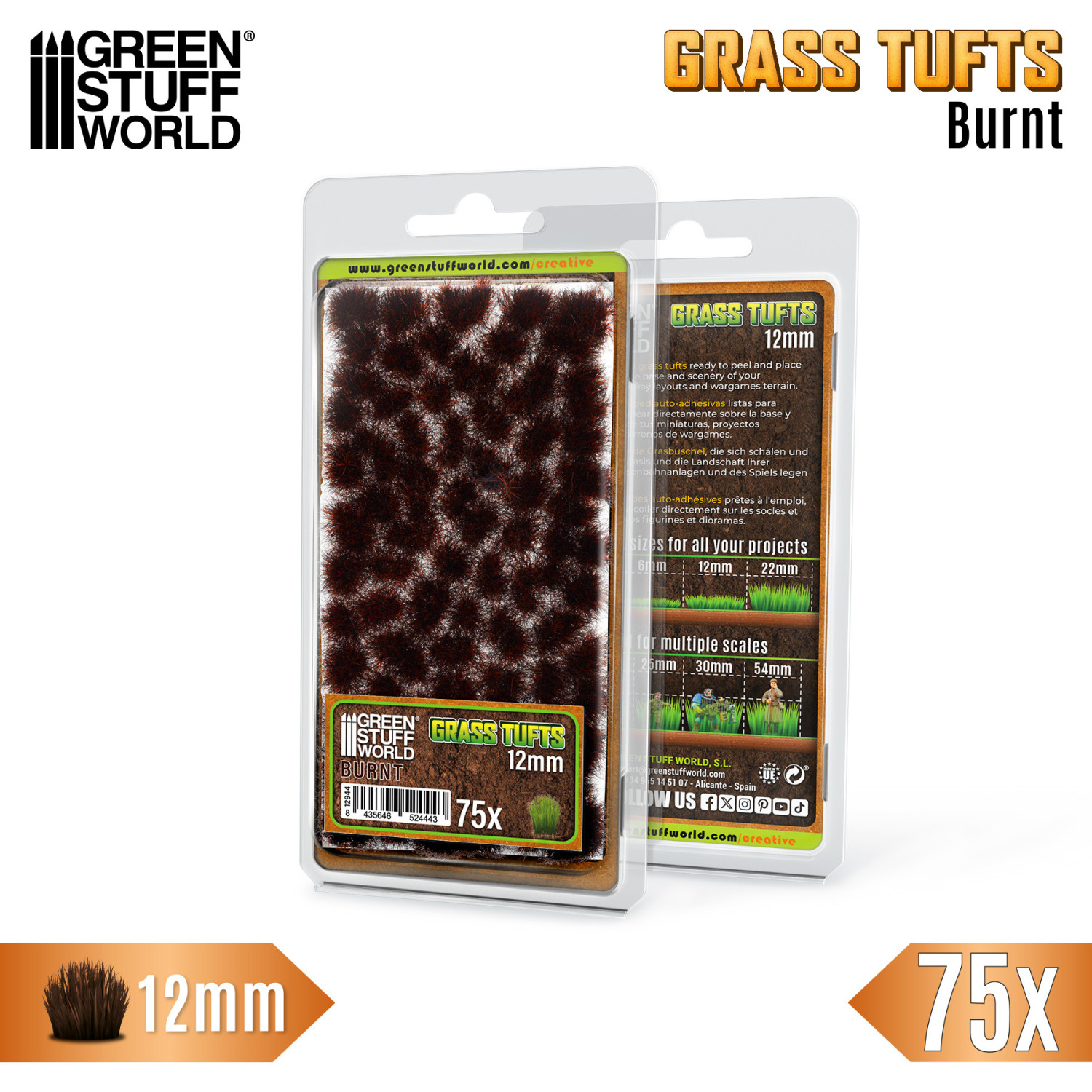 Static Grass Tufts 12 mm - Burnt Brown