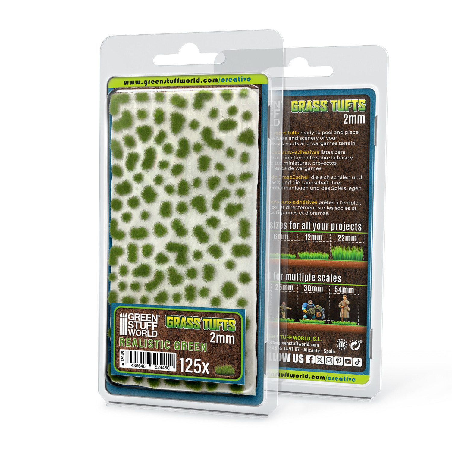 Static Grass Tufts 2 mm - Realistic Green