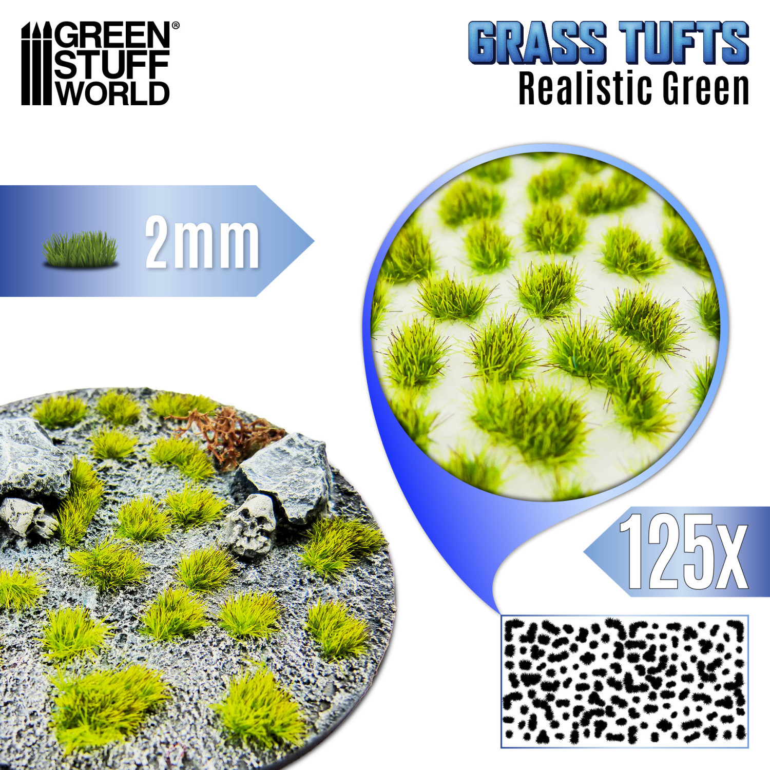 Static Grass Tufts 2 mm - Dark Green