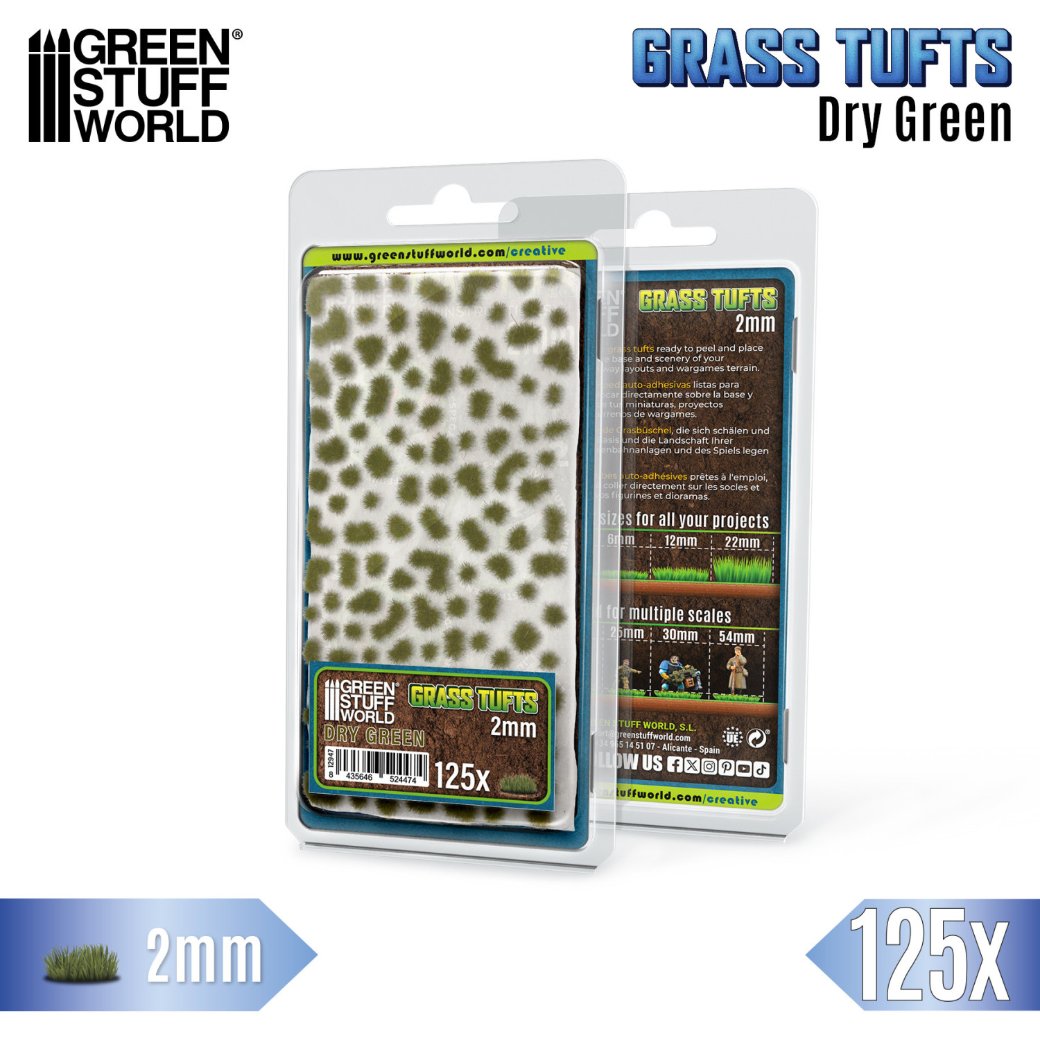 Static Grass Tufts 2 mm - Dry Green