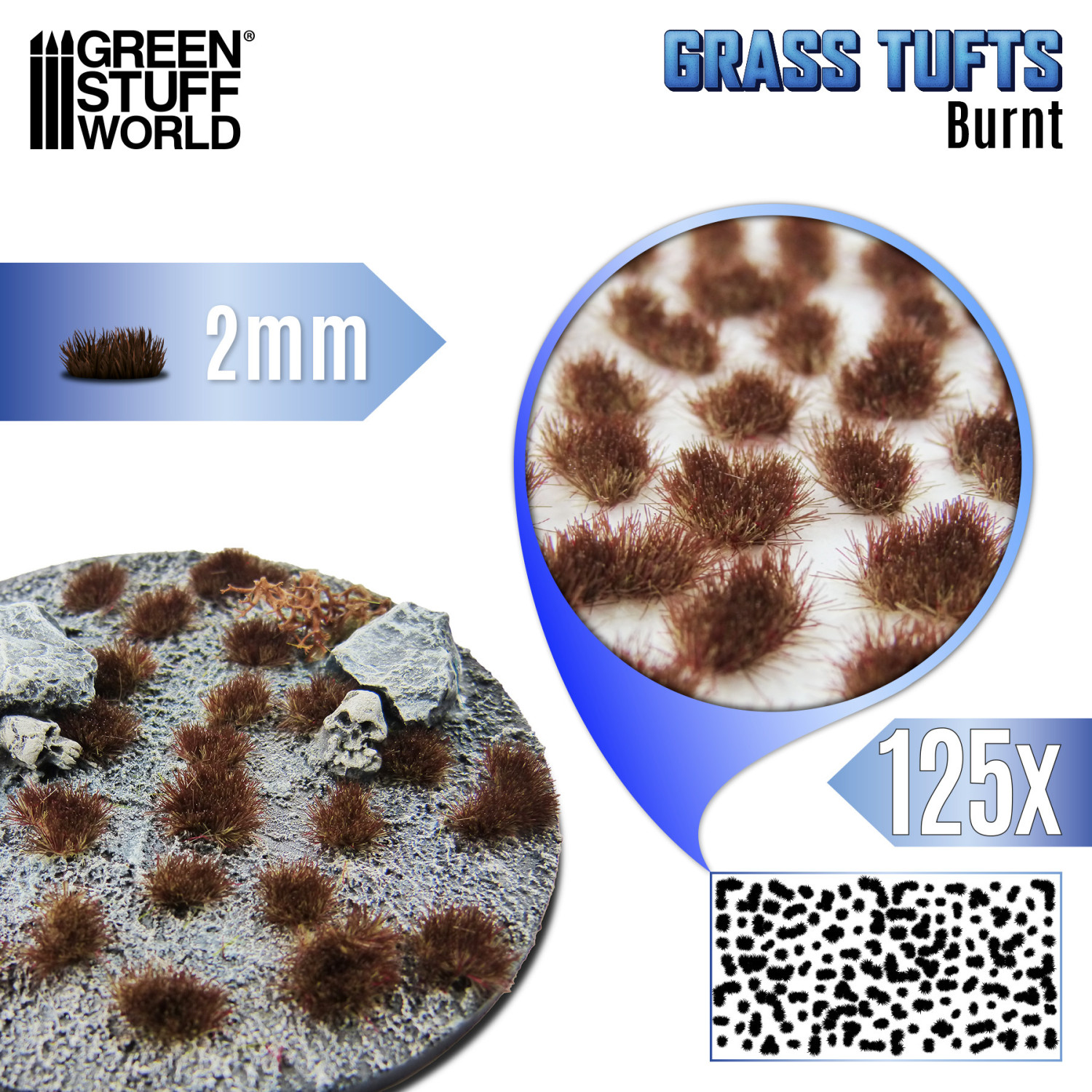 Static Grass Tufts 2 mm - Burnt Brown