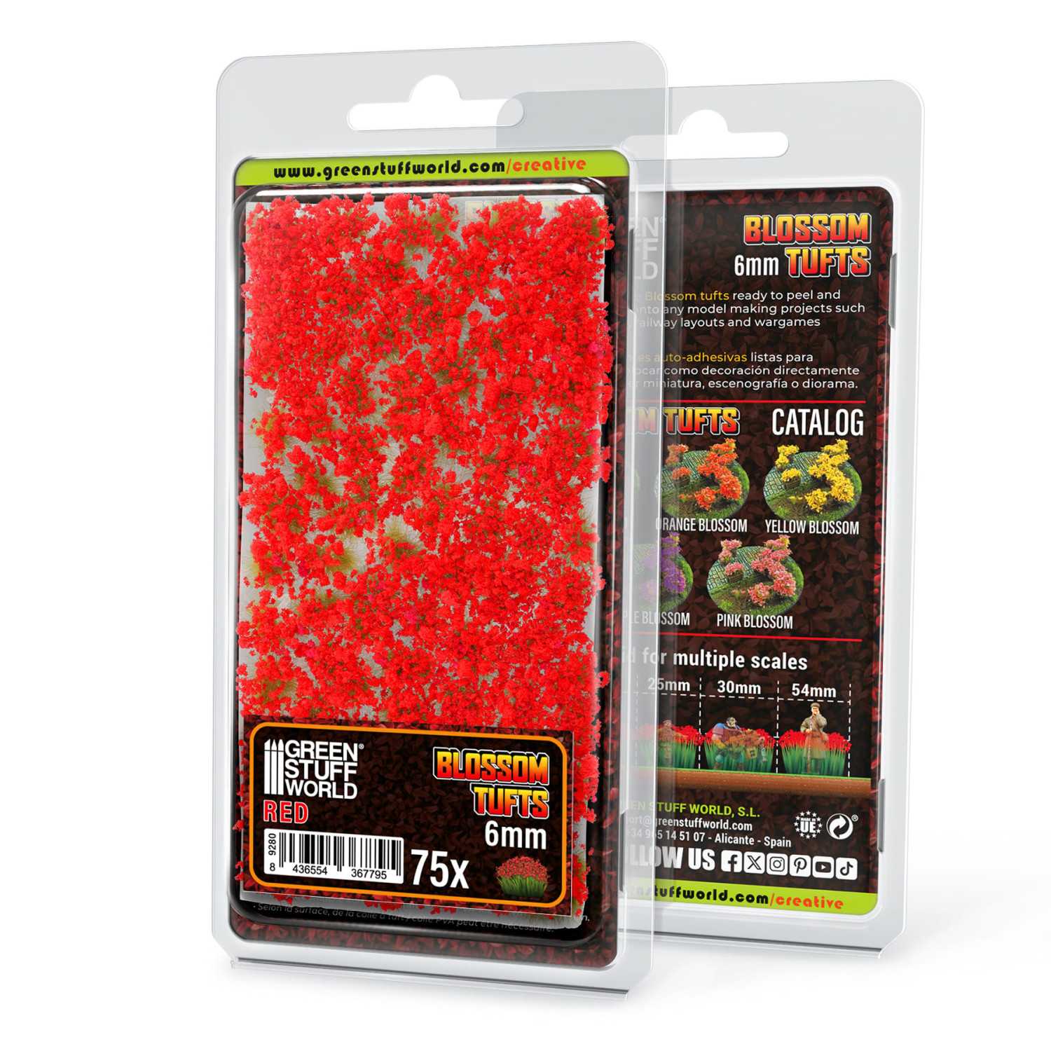 Blossom Tufts - 6mm - Red Flowers