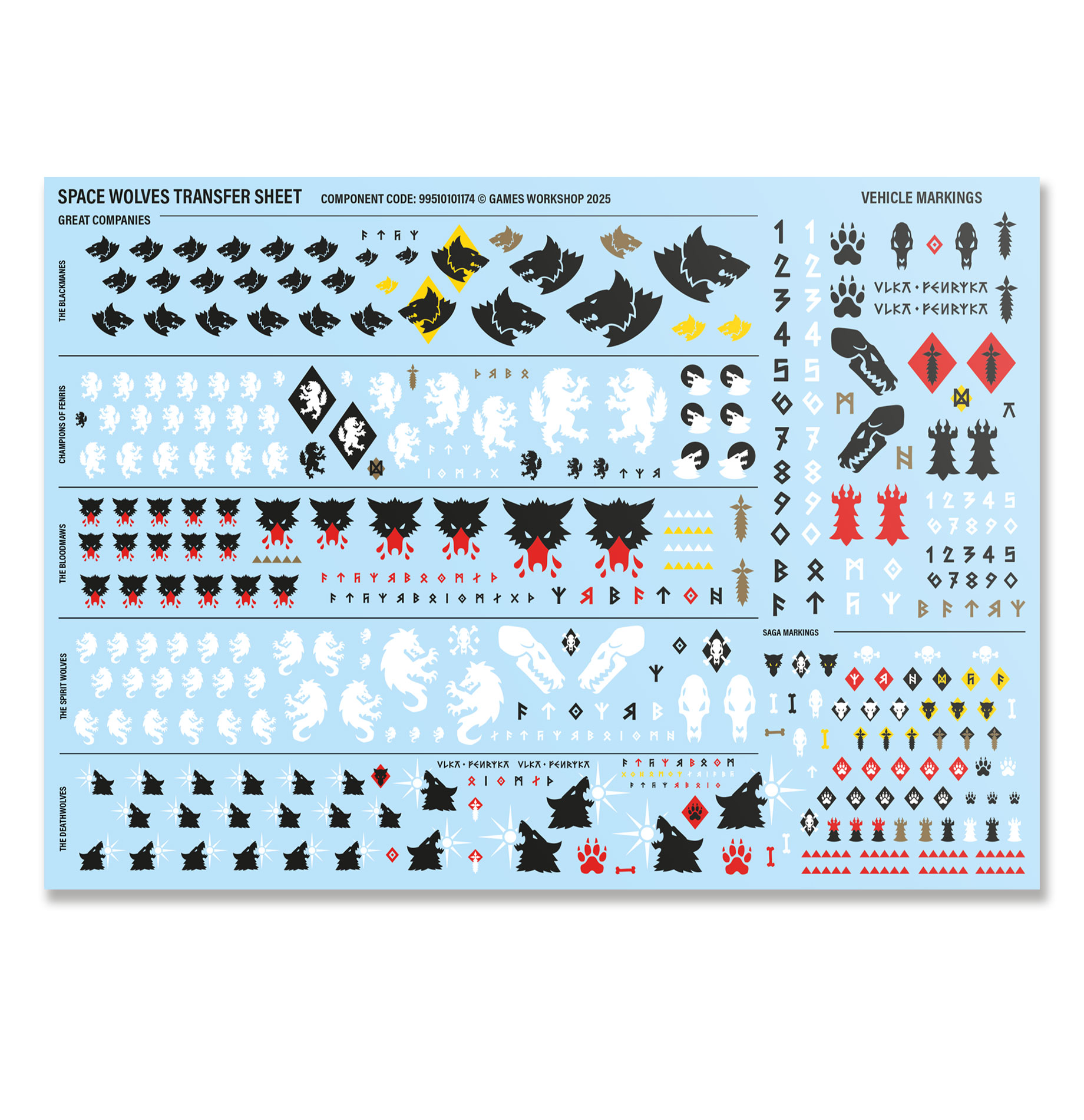 Space Wolves Army Set Transfer Sheet