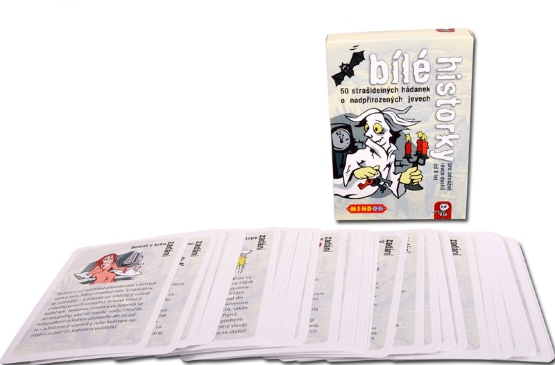 Cards and box of the game Bílé historky