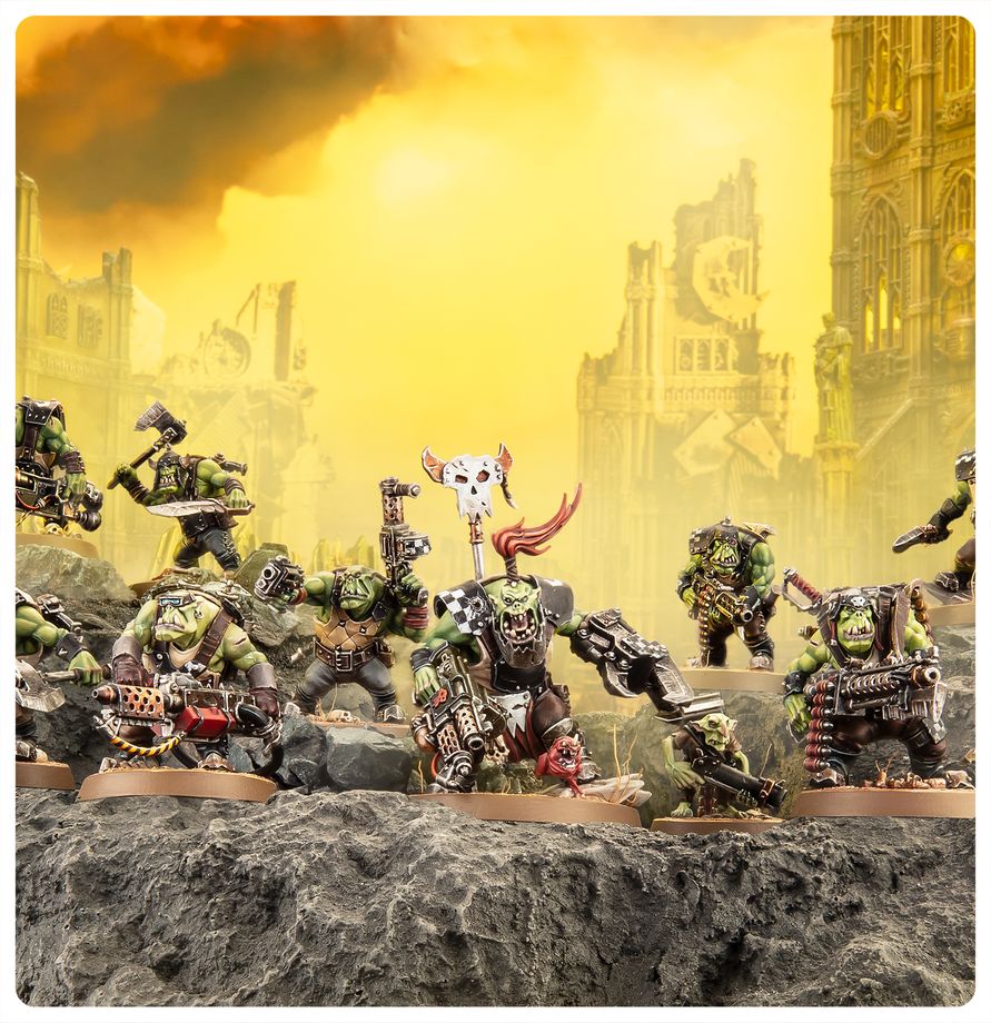 Orks Boyz from a multipart plastic kit for Warhammer 40K