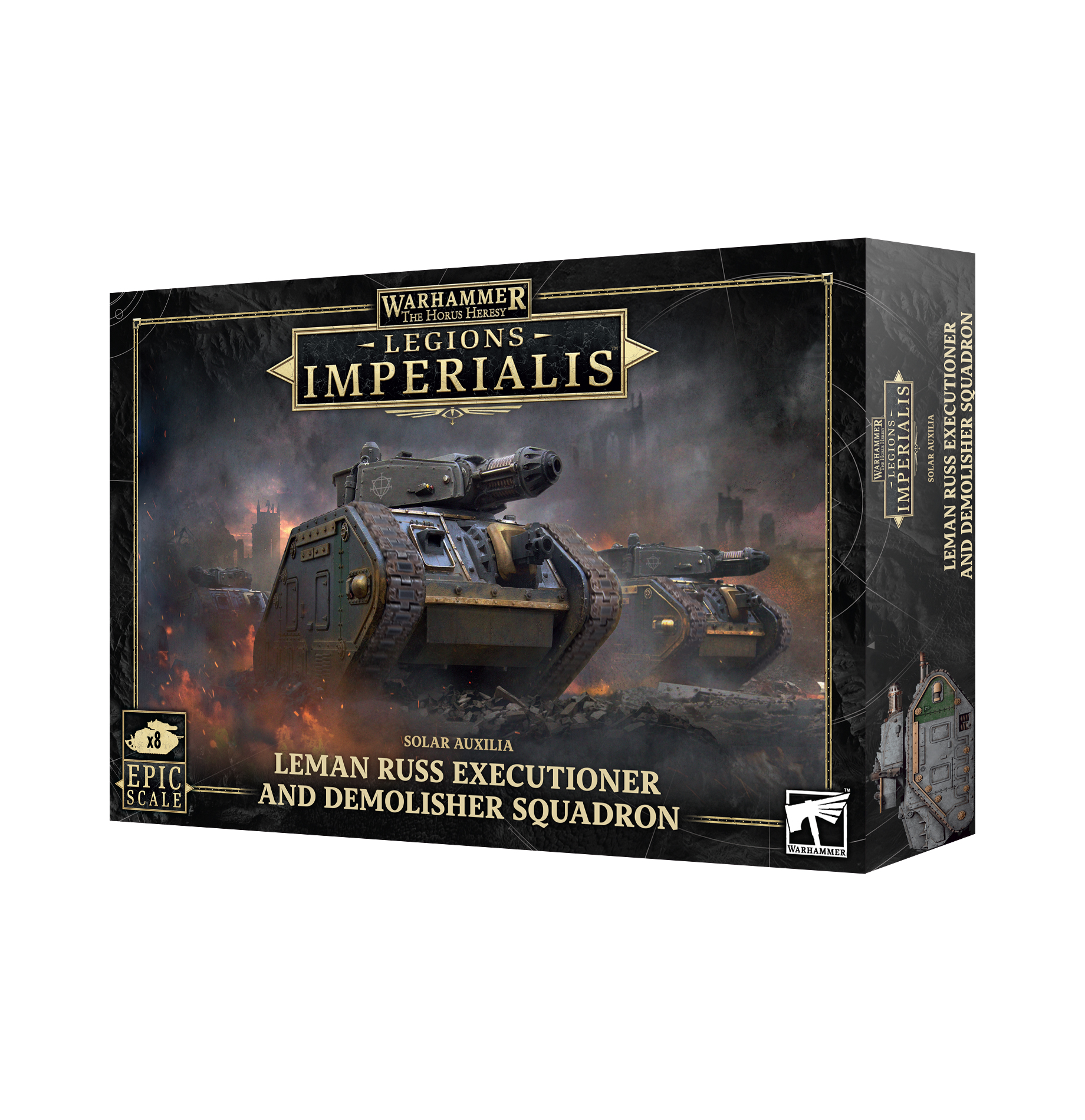 Tanky Leman Russ Executioner a Demolisher v akčnej formácii