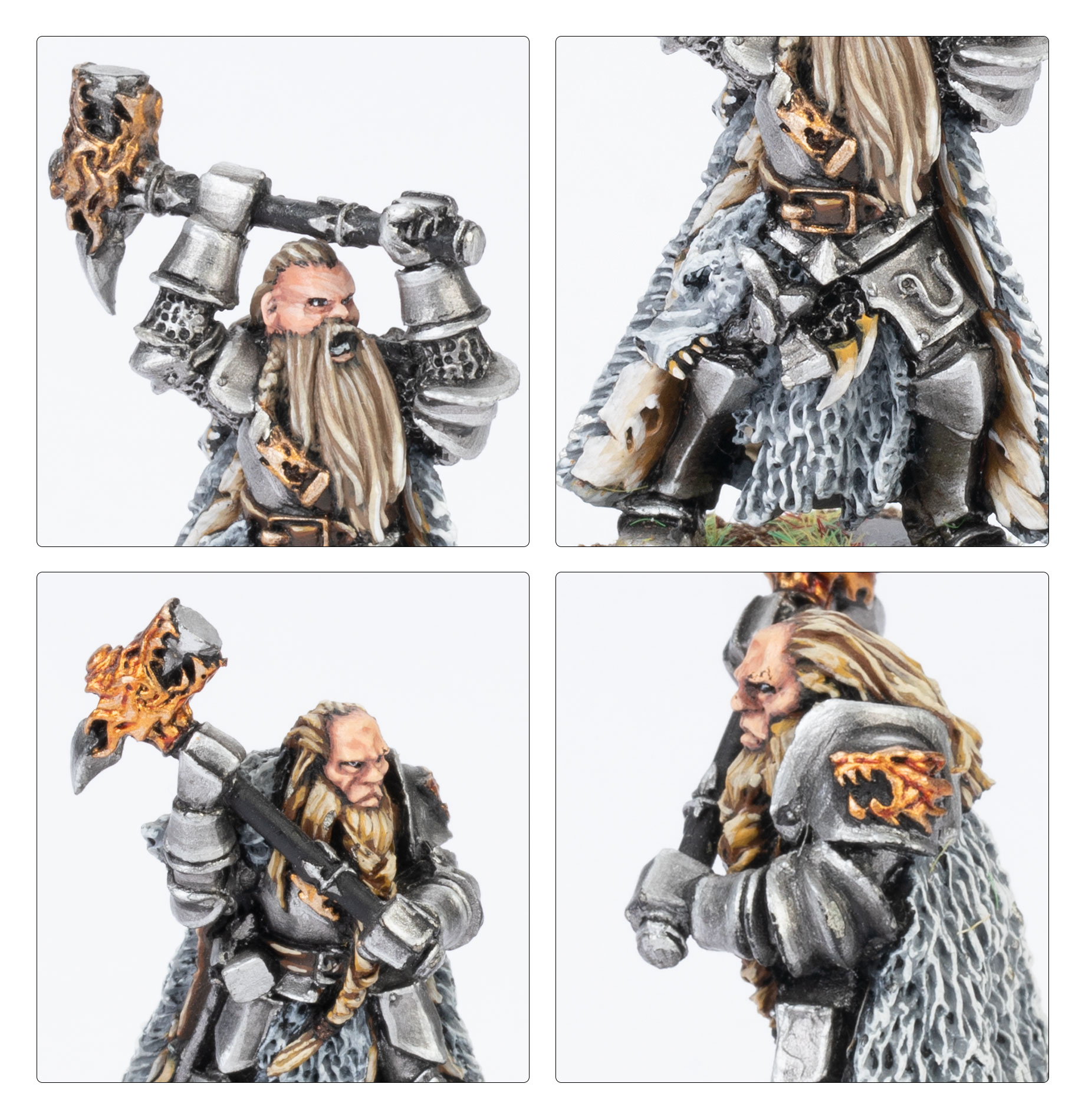 Detailní záběr na zbroj a výbavu modelů