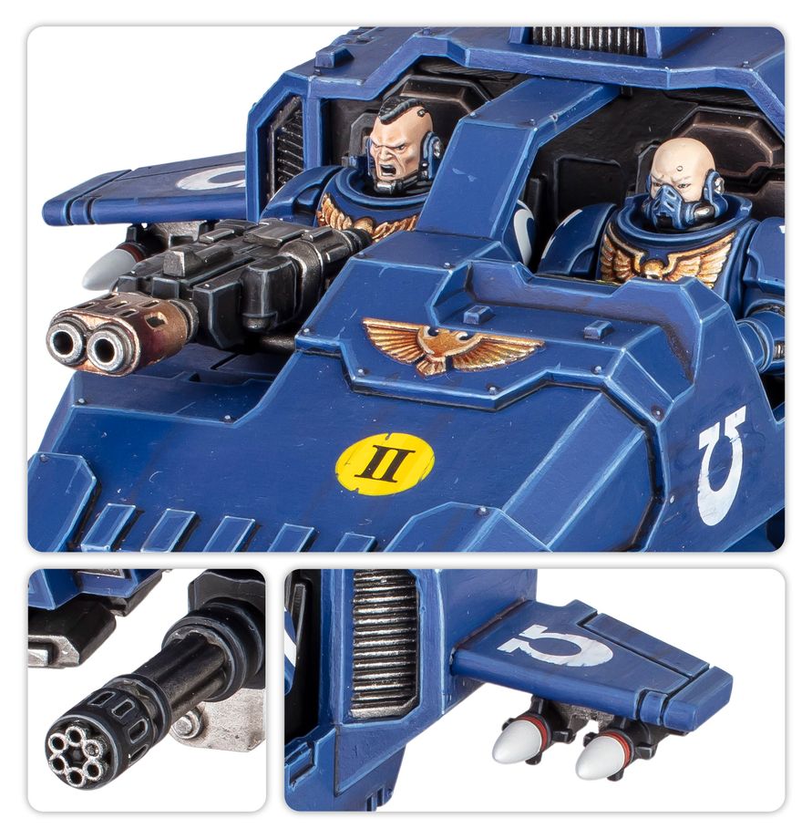 Land Speeder s výzbrojou na mobilnú palebnú podporu Space Marines