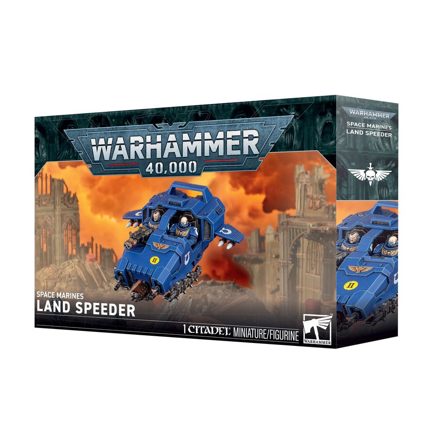Land Speeder s voliteľnou výzbrojou a variantmi hláv pilotov