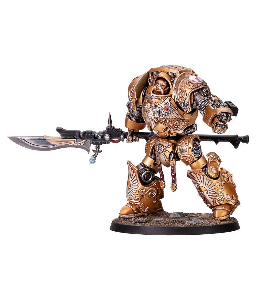 Pohled na sestavenou miniaturu Custodian Dreadnought